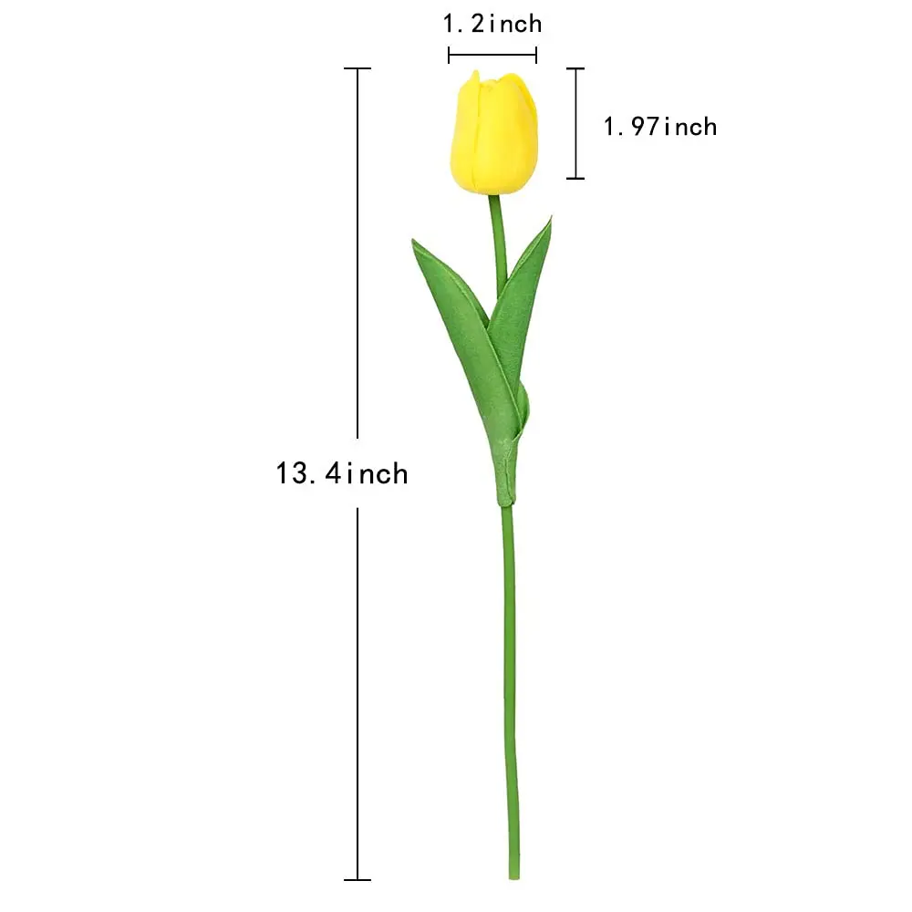 IPOPU 24PCS Yellow Tulips Artificial Flowers 34cm (13.4in) | Real Touch PU Flowers for Home Decor - view 3