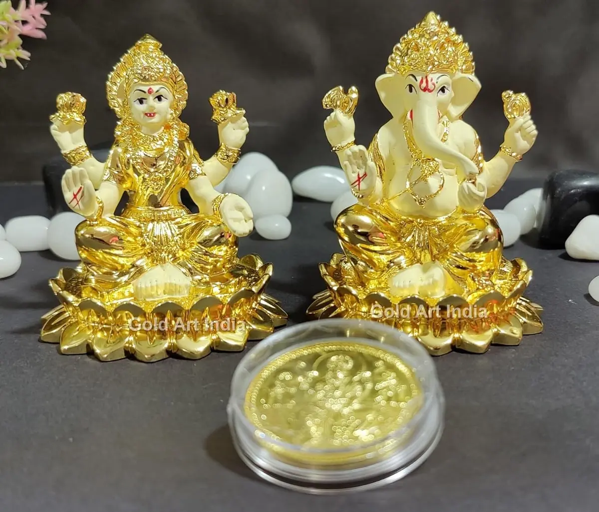 Gold Art India Gold Plated Terracotta Idol with Coin 7.6cm (3 Inch) | Diwali Pooja & Gift - view 5