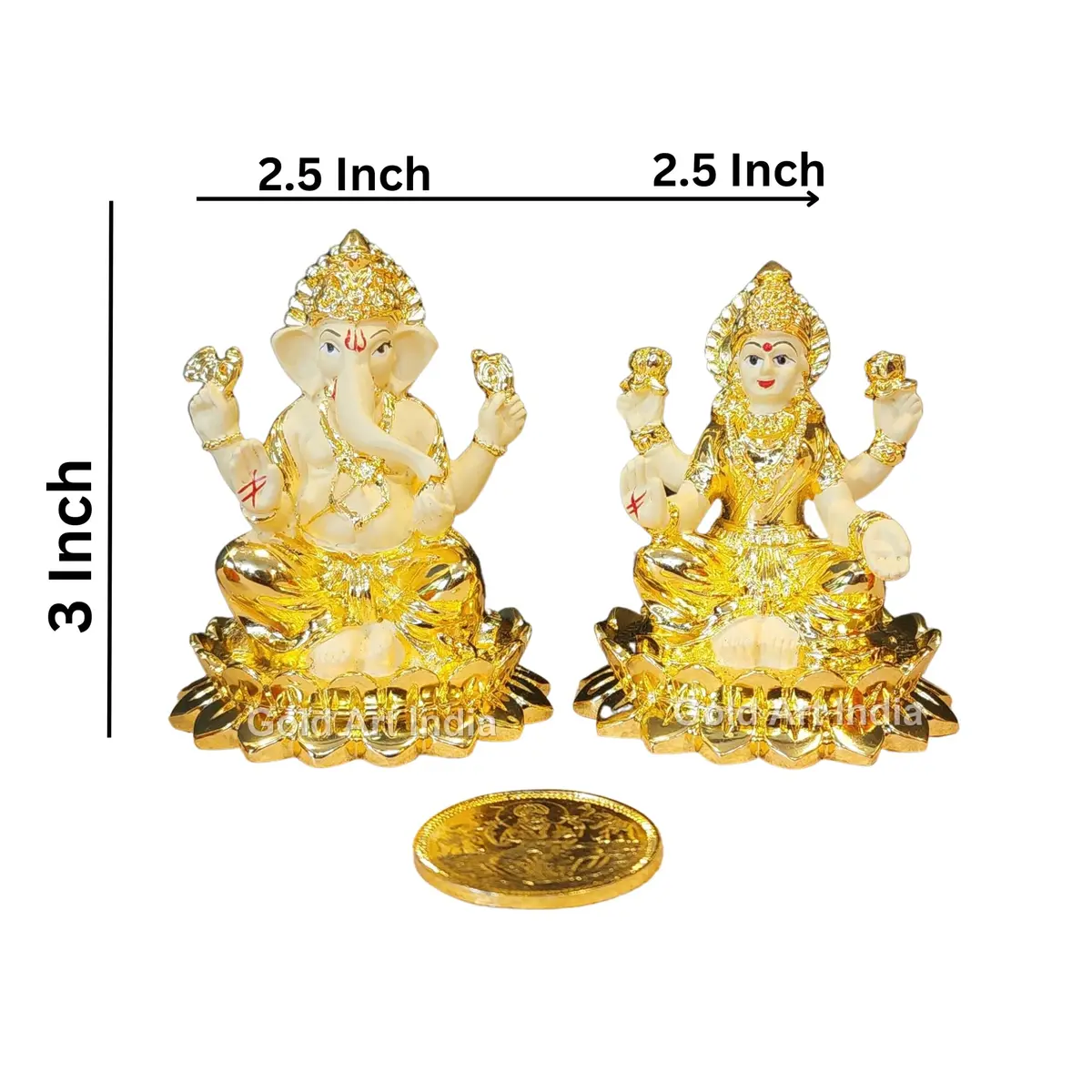 Gold Art India Gold Plated Terracotta Idol with Coin 7.6cm (3 Inch) | Diwali Pooja & Gift - view 6