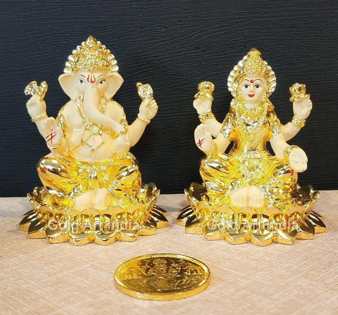 Gold Art India Gold Plated Terracotta Idol with Coin 7.6cm (3 Inch) | Diwali Pooja & Gift - view 8