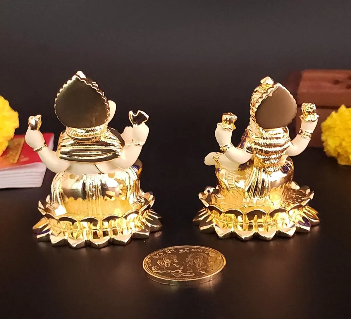 Gold Art India Gold Plated Terracotta Idol with Coin 7.6cm (3 Inch) | Diwali Pooja & Gift - view 3