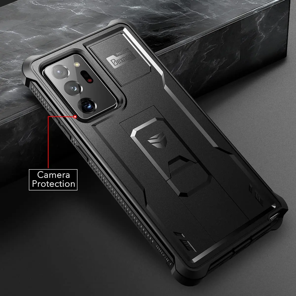 Dexnor Galaxy Note 20 Ultra 5G Case | Built-in Screen Protector & Kickstand | Heavy Duty Shockproof Black - view 5