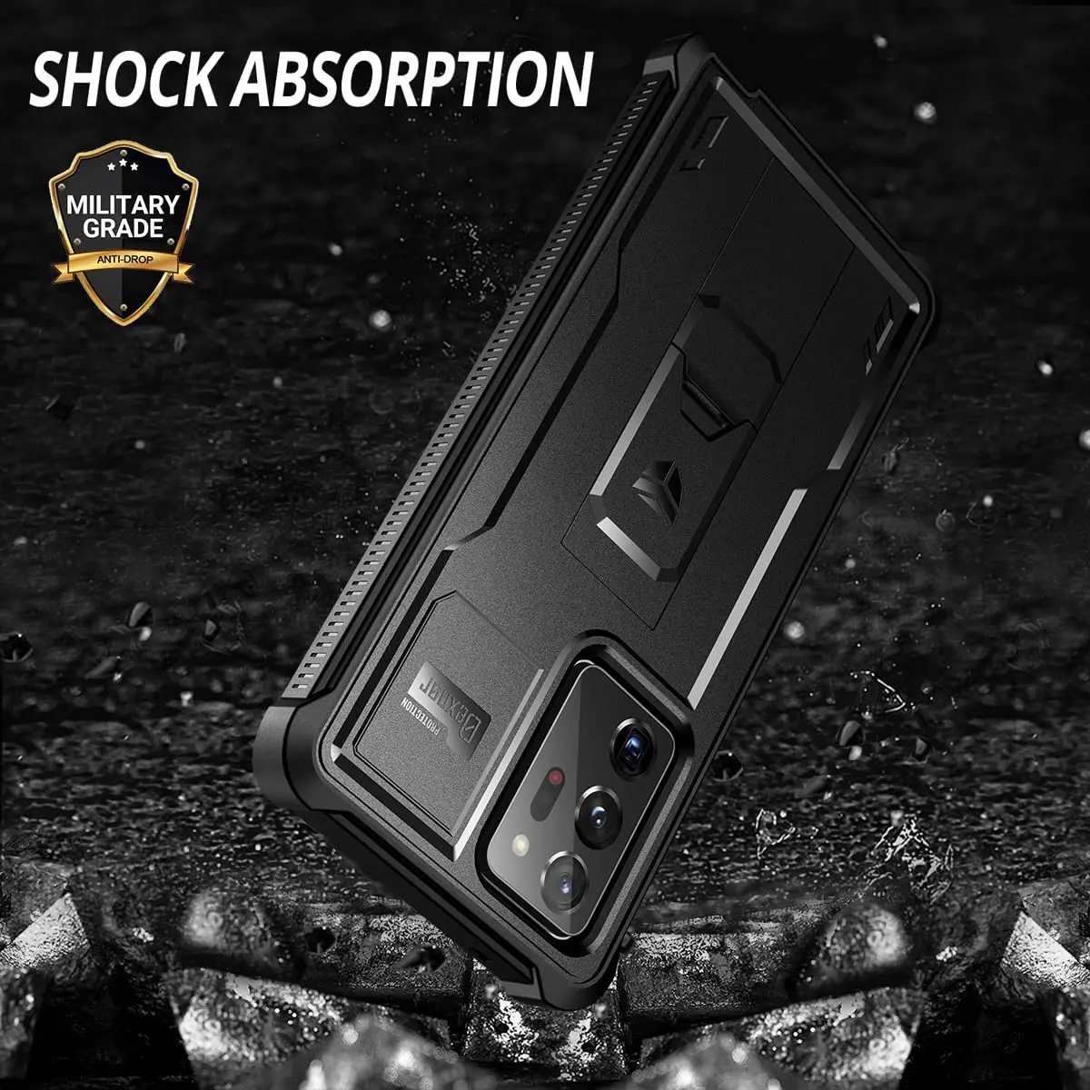 Dexnor Galaxy Note 20 Ultra 5G Case | Built-in Screen Protector & Kickstand | Heavy Duty Shockproof Black - view 7