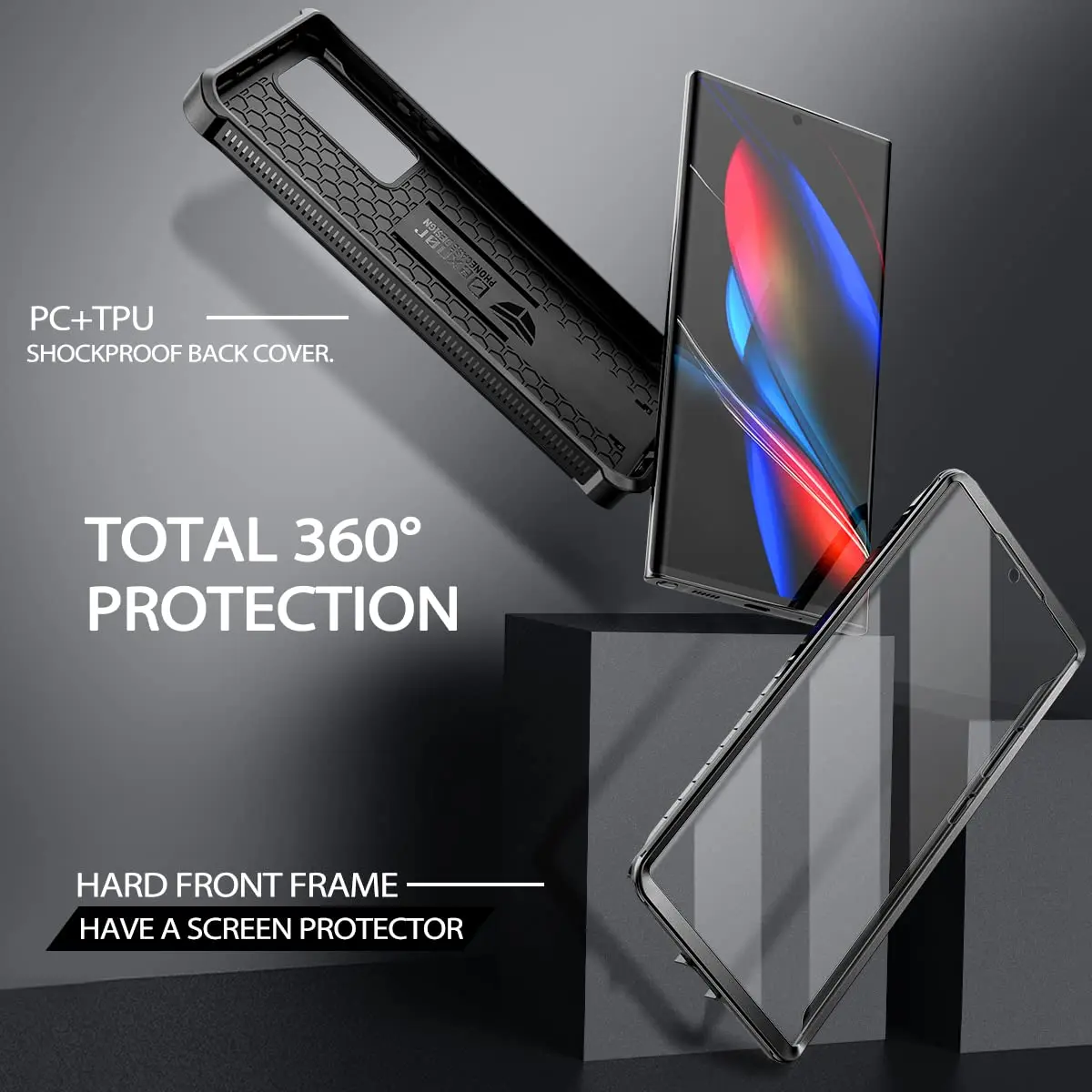 Dexnor Galaxy Note 20 Ultra 5G Case | Built-in Screen Protector & Kickstand | Heavy Duty Shockproof Black - view 3