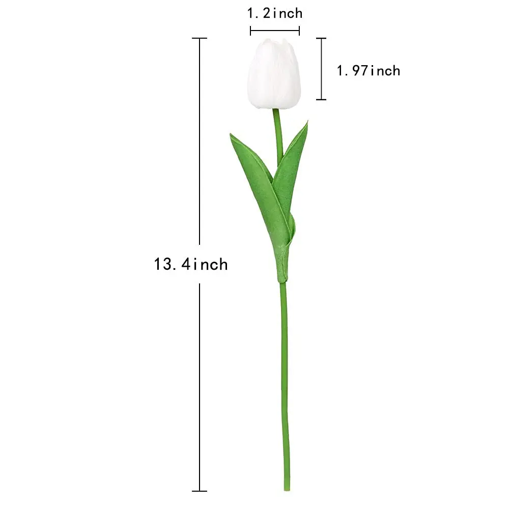 IPOPU 24PCS White Tulips Artificial Flowers Real Touch 34cm (13.4") | Realistic PU Flowers for Home Decor - view 3