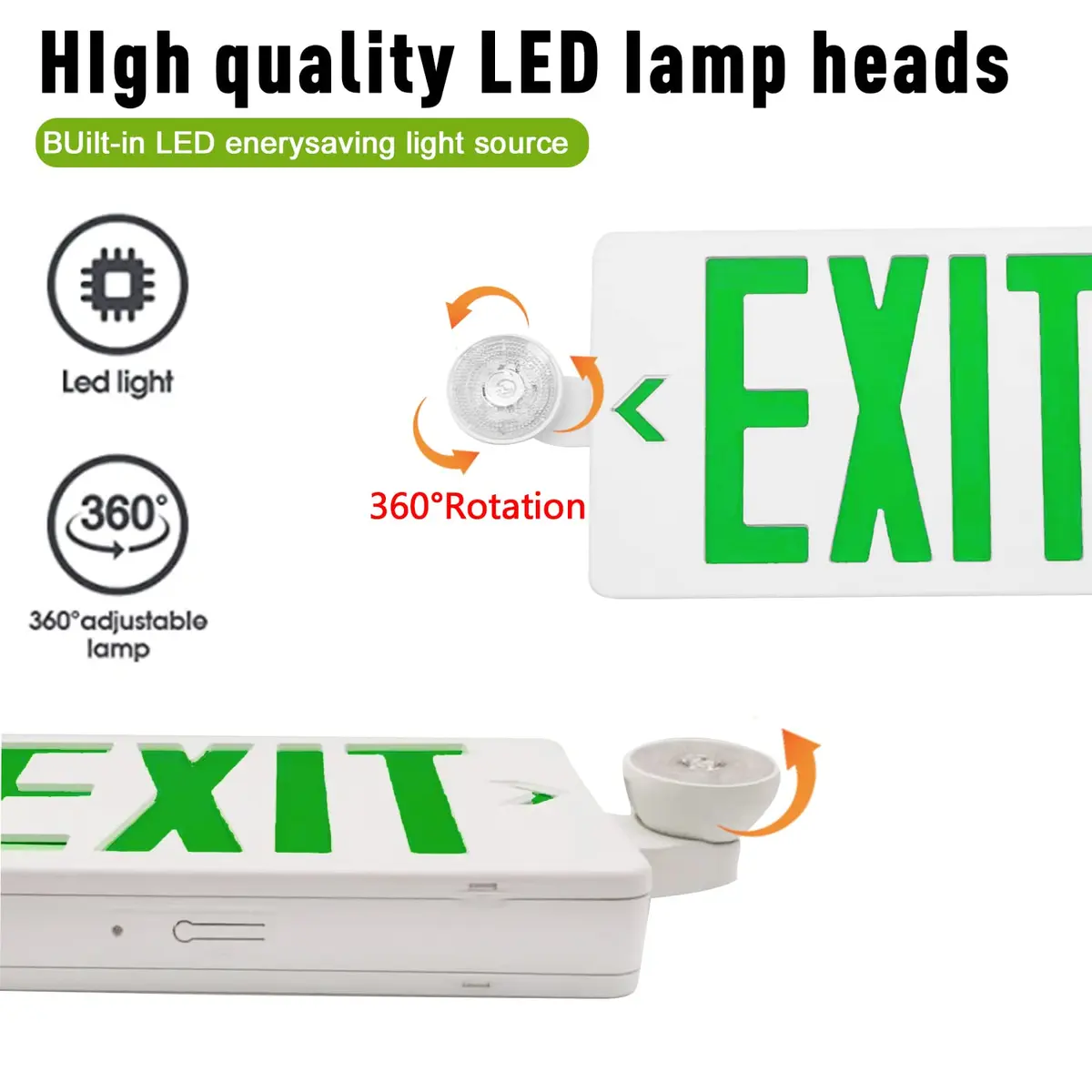 OSTEK LED Exit Sign with Emergency Lights Dual Exit Lamp, 90 Min Battery Backup | UL Certified Office & Commercial Safety Lighting - view 3