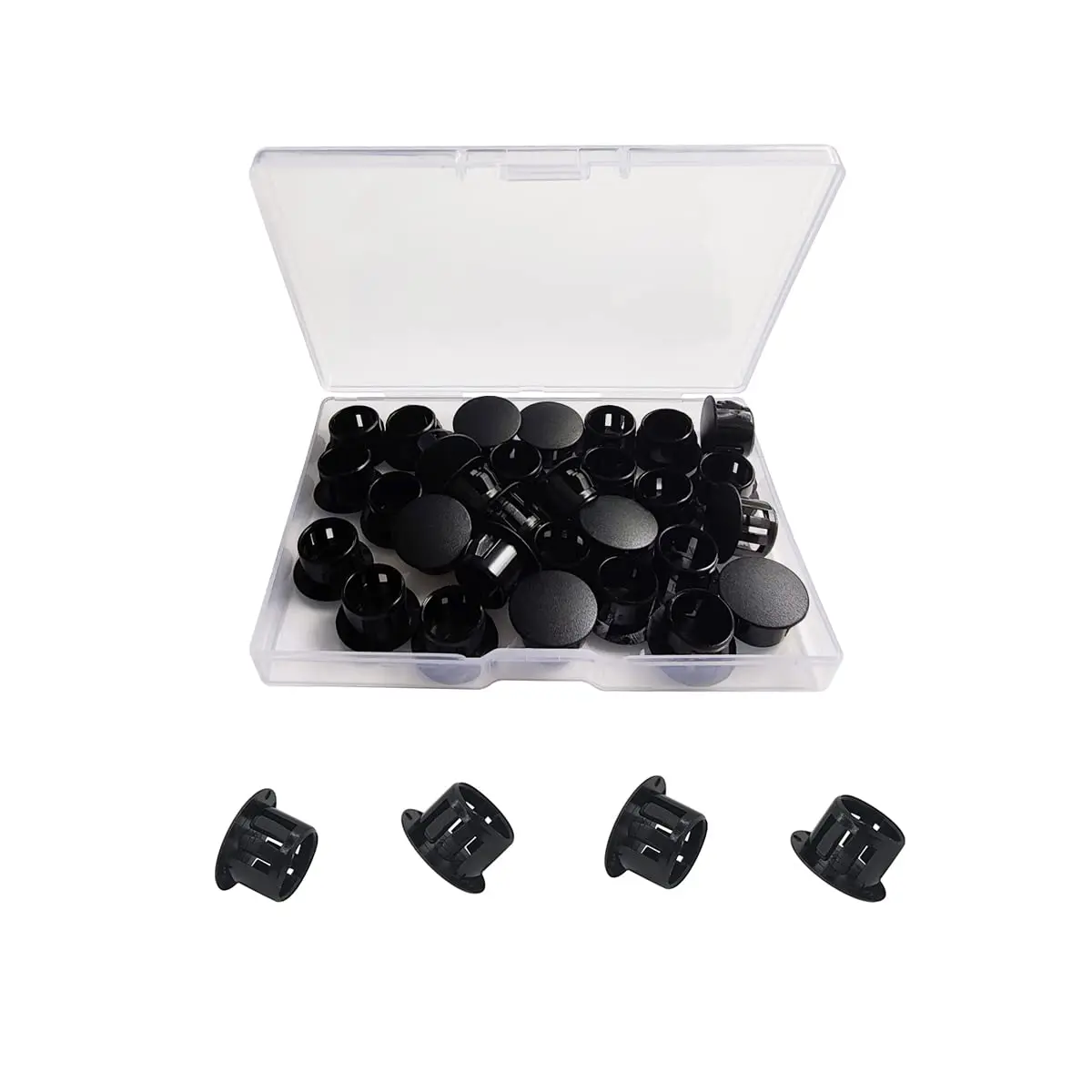 ZYYC Black Hole Plugs 13mm (1/2 Inch) Plastic Hole Plugs, 30 Pcs | For Furniture, Cabinets, Pipes - main product image