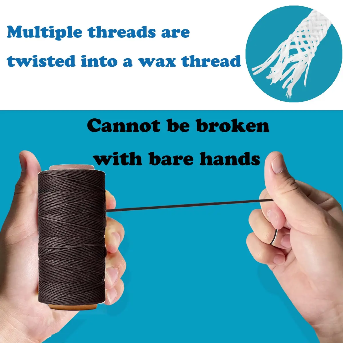 HILELIFE Waxed Thread for Leather Sewing 150D 0.8mm Brown | Strong, Durable & Lightly Waxed - view 5
