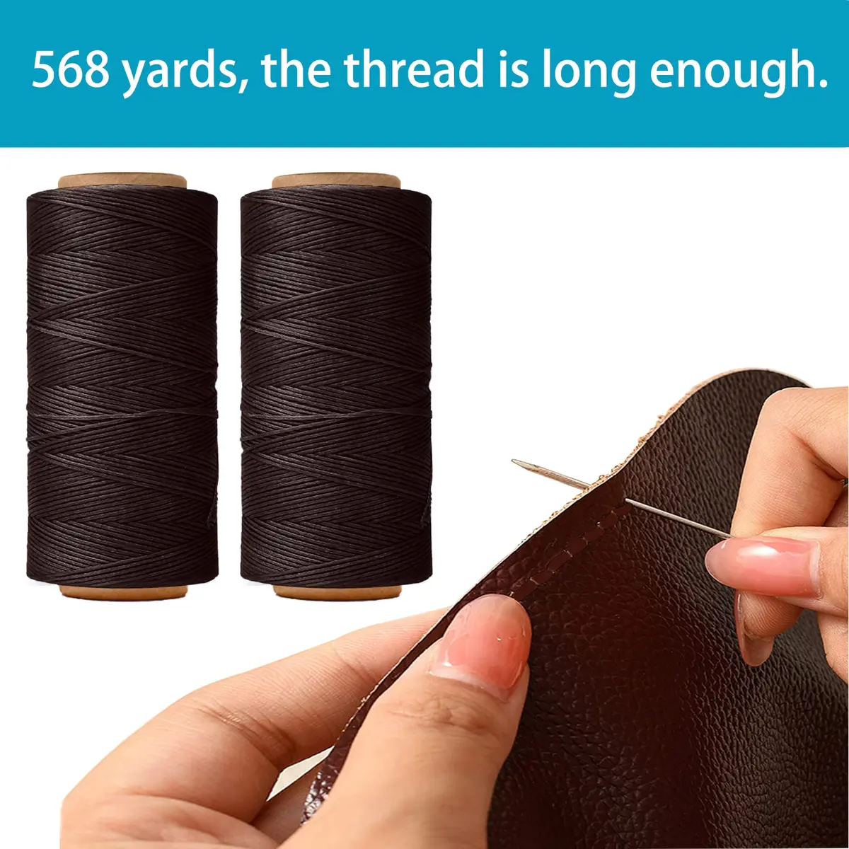 HILELIFE Waxed Thread for Leather Sewing 150D 0.8mm Brown | Strong, Durable & Lightly Waxed - view 6