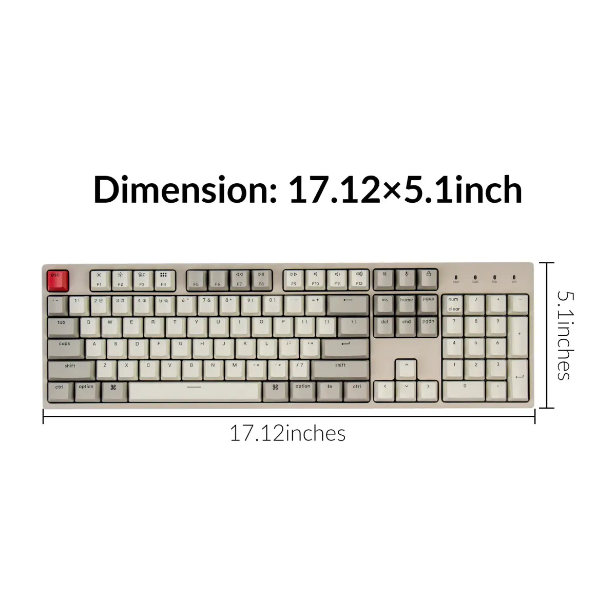 Keychron C2 Full Size Wired Mechanical Keyboard Brown Switch Retro | 104-Key Layout with Number Pad - view 7