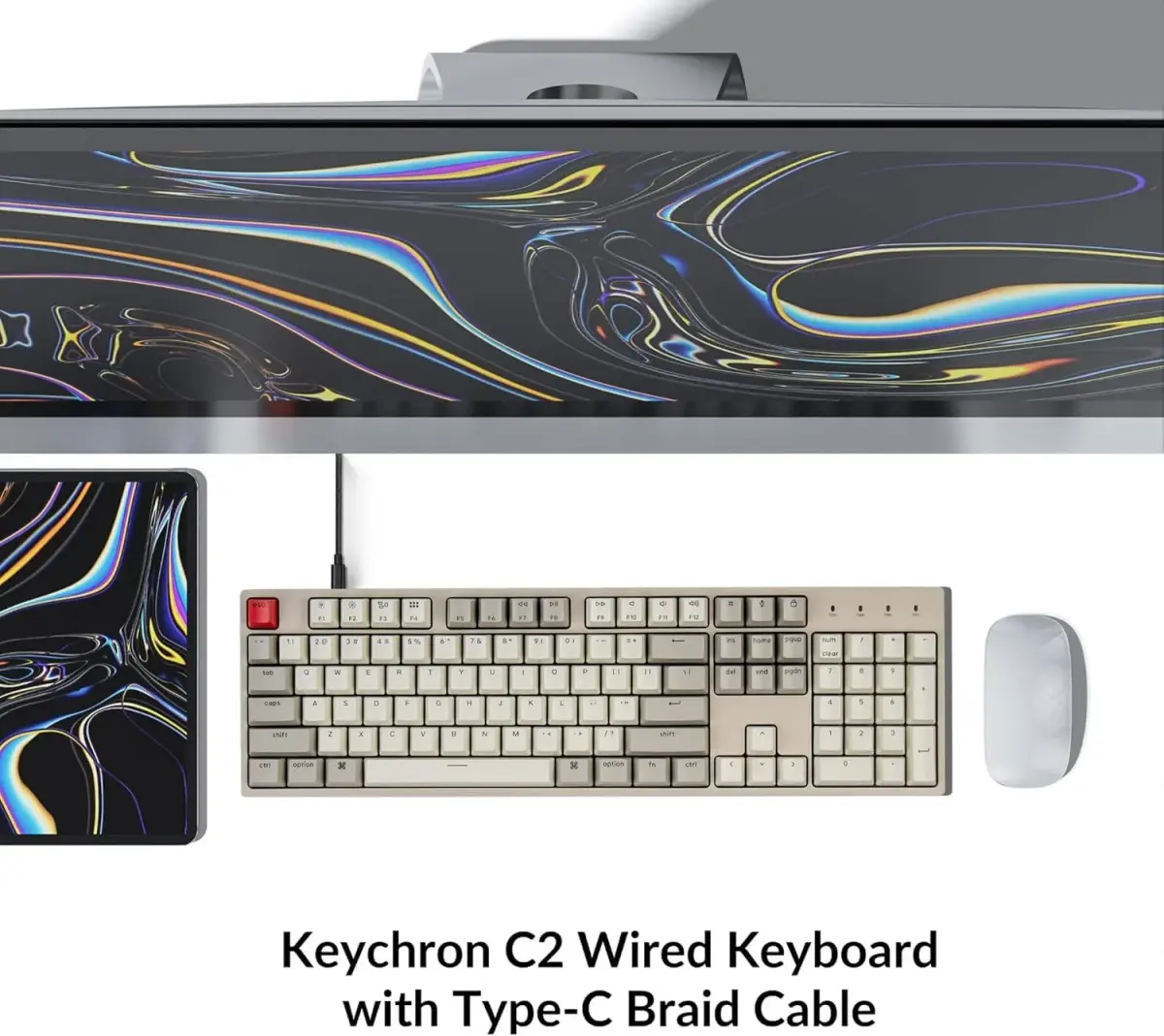 Keychron C2 Full Size Wired Mechanical Keyboard Brown Switch Retro | 104-Key Layout with Number Pad - view 3