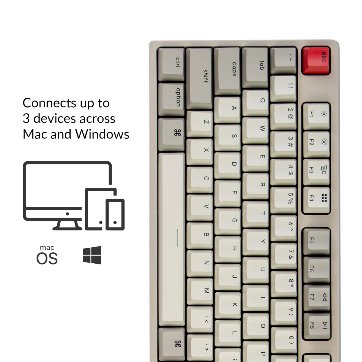 Keychron C2 Full Size Wired Mechanical Keyboard, Retro Color, Red Switch | 104 Keys, Mac & Windows Compatible - view 2