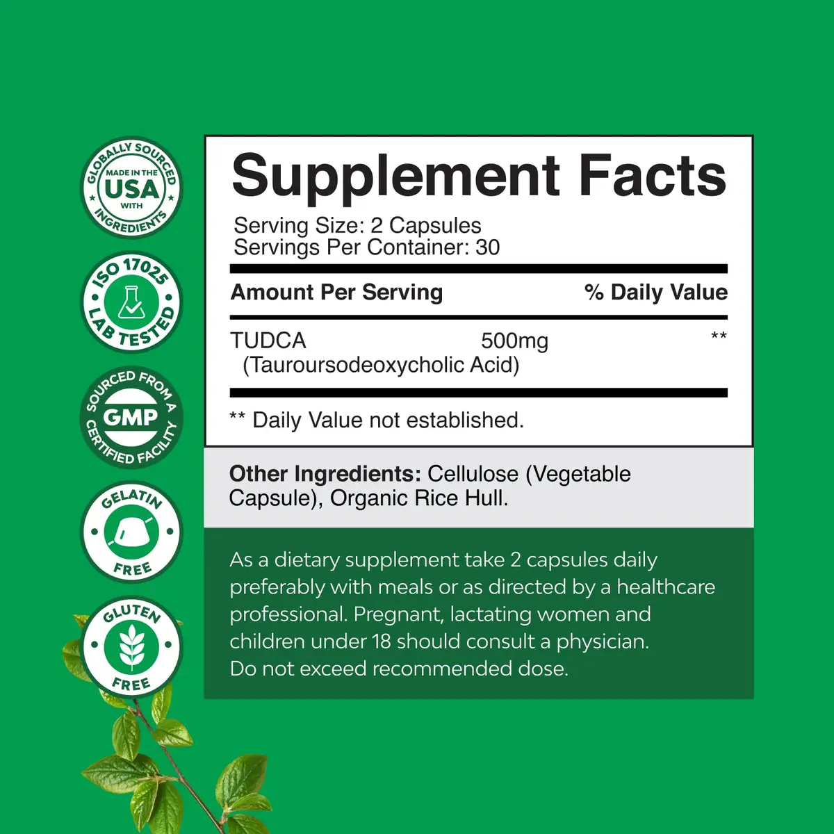 Natures Craft Advanced Bile Salt TUDCA Supplement 500mg | Liver & Gallbladder Support (60ct) - view 7