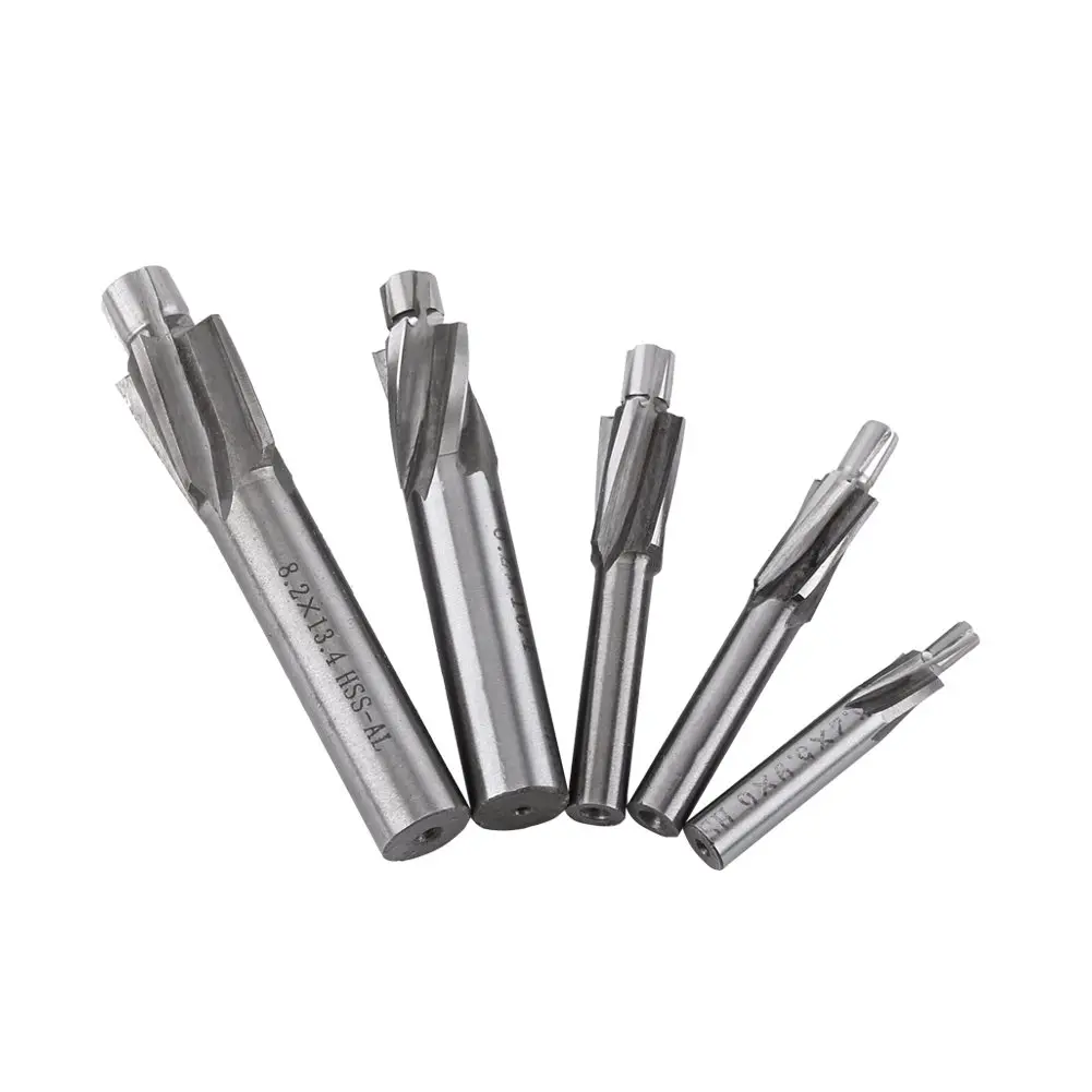 Hilitand 5pcs Counterbore Drill Bits Set 4 Flutes Straight End Mill Cutter M3-M8 | High-Speed Steel for Copper, Aluminum, Cast Iron - view 5