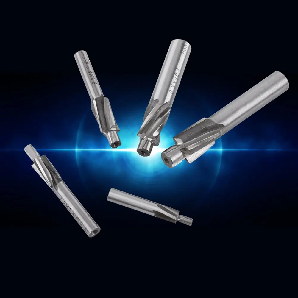 Hilitand 5pcs Counterbore Drill Bits Set 4 Flutes Straight End Mill Cutter M3-M8 | High-Speed Steel for Copper, Aluminum, Cast Iron - view 6