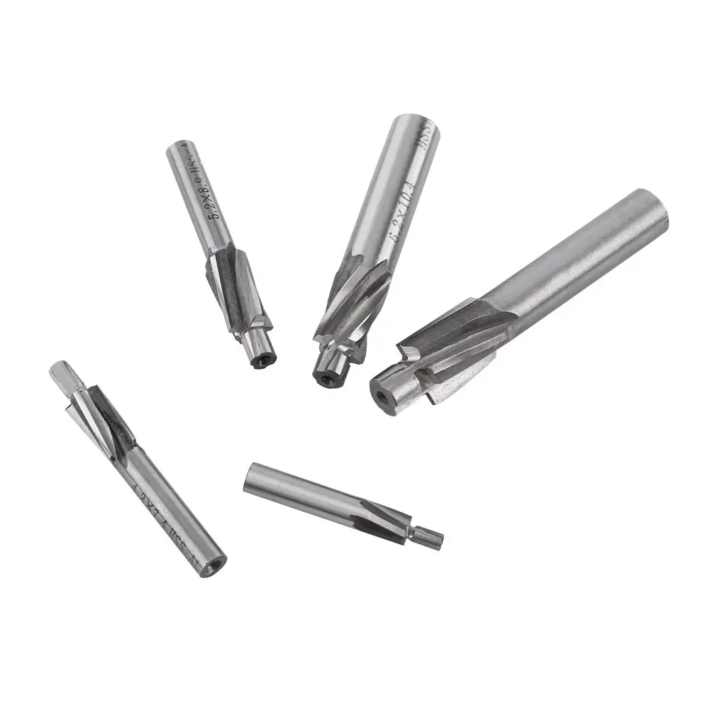 Hilitand 5pcs Counterbore Drill Bits Set 4 Flutes Straight End Mill Cutter M3-M8 | High-Speed Steel for Copper, Aluminum, Cast Iron - view 8
