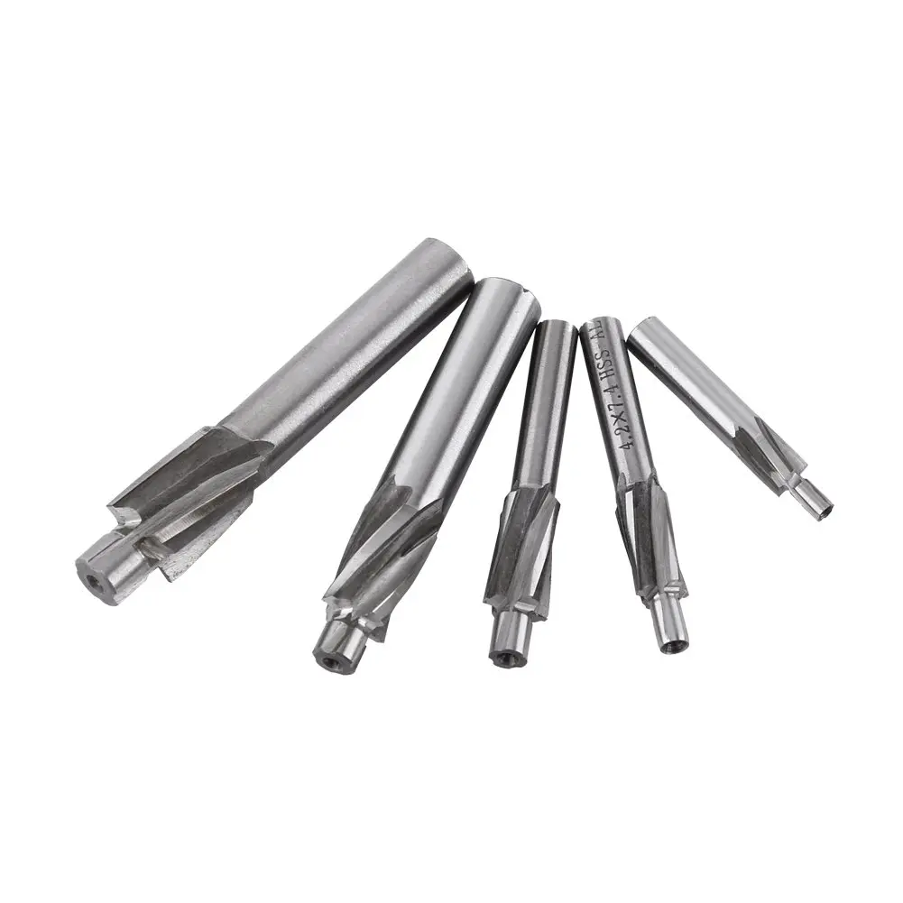 Hilitand 5pcs Counterbore Drill Bits Set 4 Flutes Straight End Mill Cutter M3-M8 | High-Speed Steel for Copper, Aluminum, Cast Iron - view 9