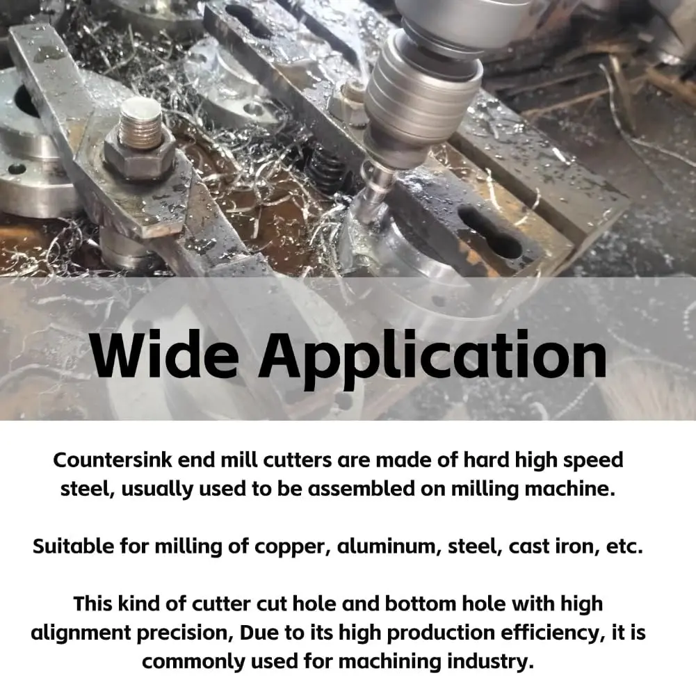 Hilitand 5pcs Counterbore Drill Bits Set 4 Flutes Straight End Mill Cutter M3-M8 | High-Speed Steel for Copper, Aluminum, Cast Iron - view 4