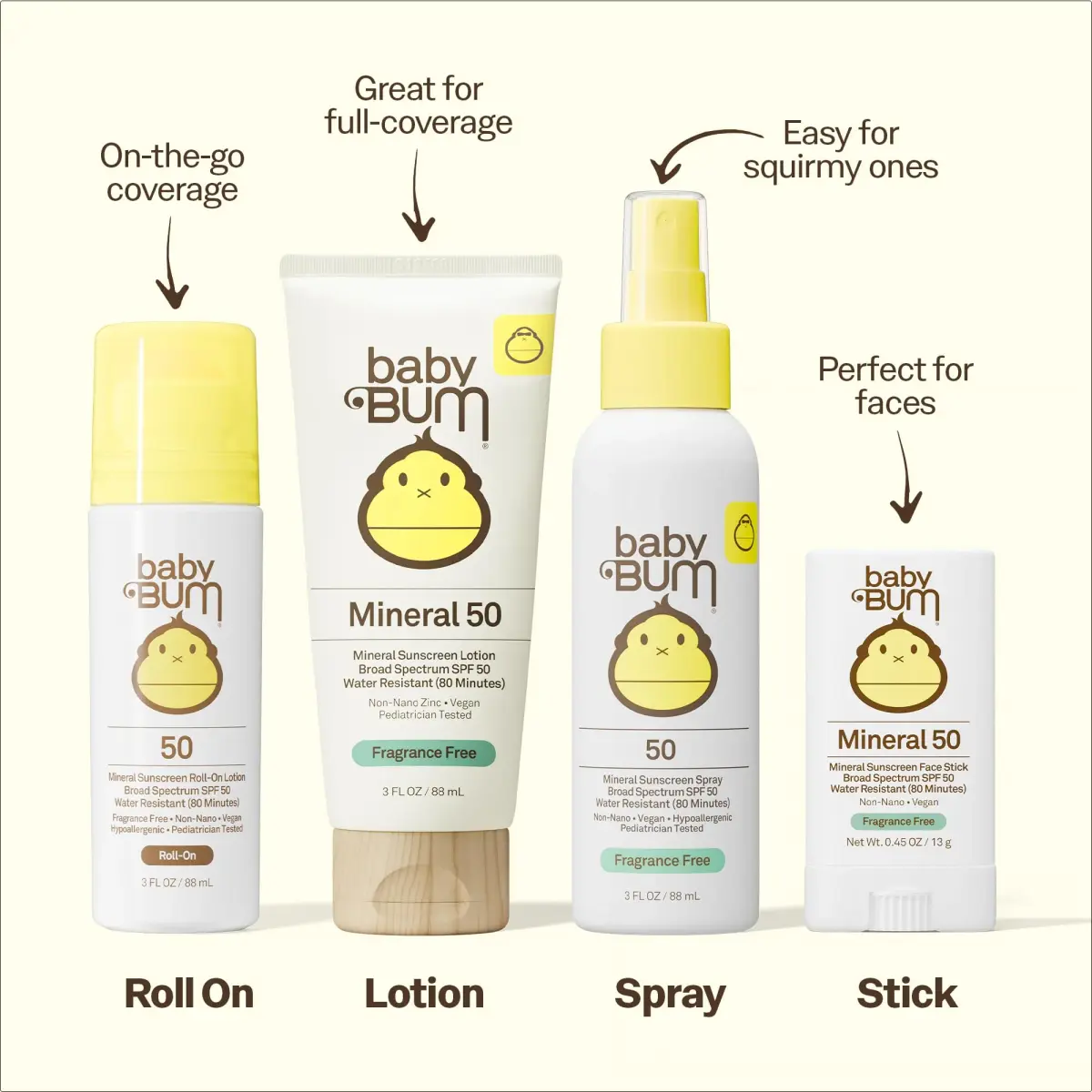 Sun Bum Baby Bum Mineral SPF 50 Roll-On Sunscreen 88g (3 Fl Oz) | Reef-Safe, Vegan Formula for Sensitive Skin - view 2
