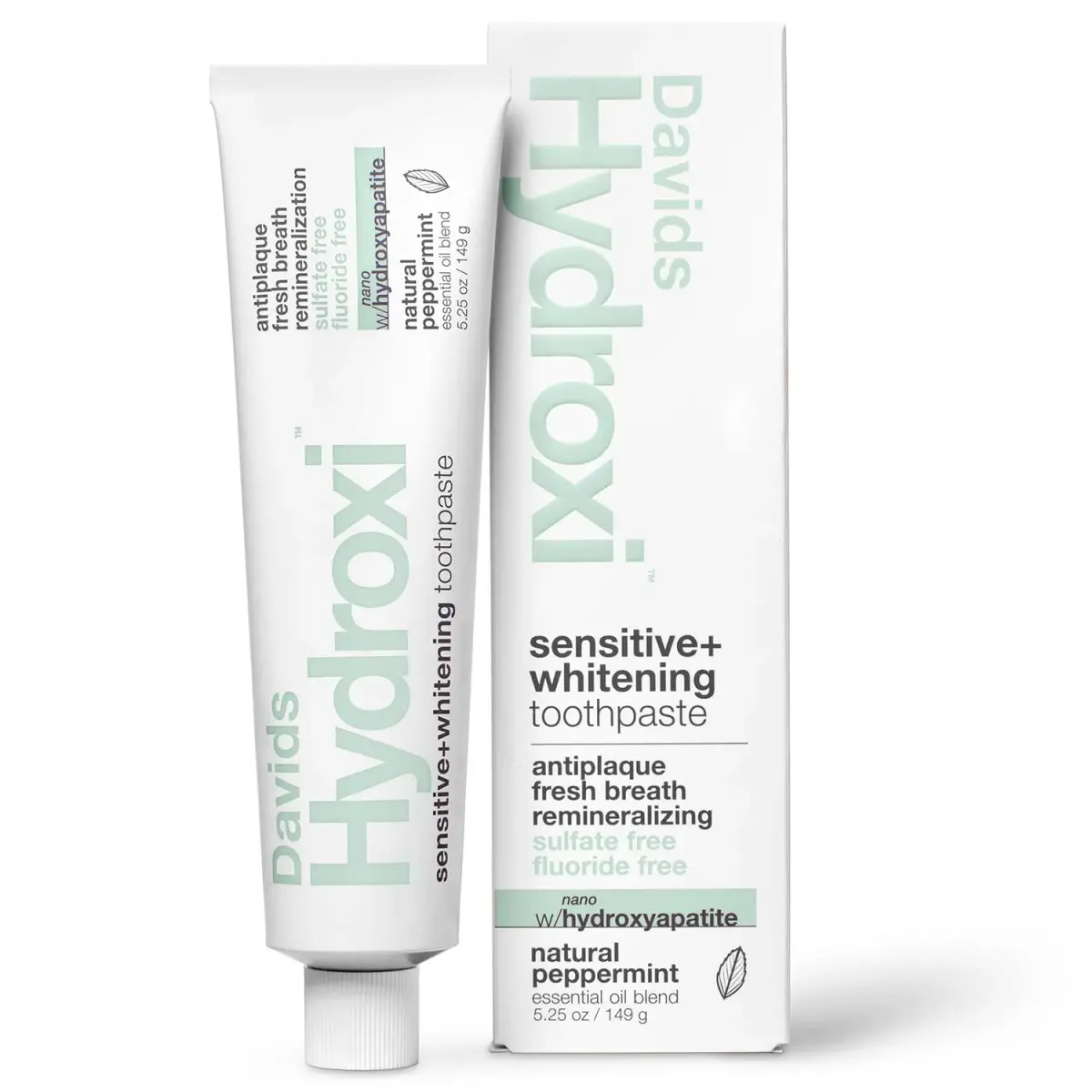 Davids Nano Hydroxyapatite Toothpaste Sensitive Whitening Peppermint 5.25oz (149g) | EWG Verified for Enamel Health - main product image