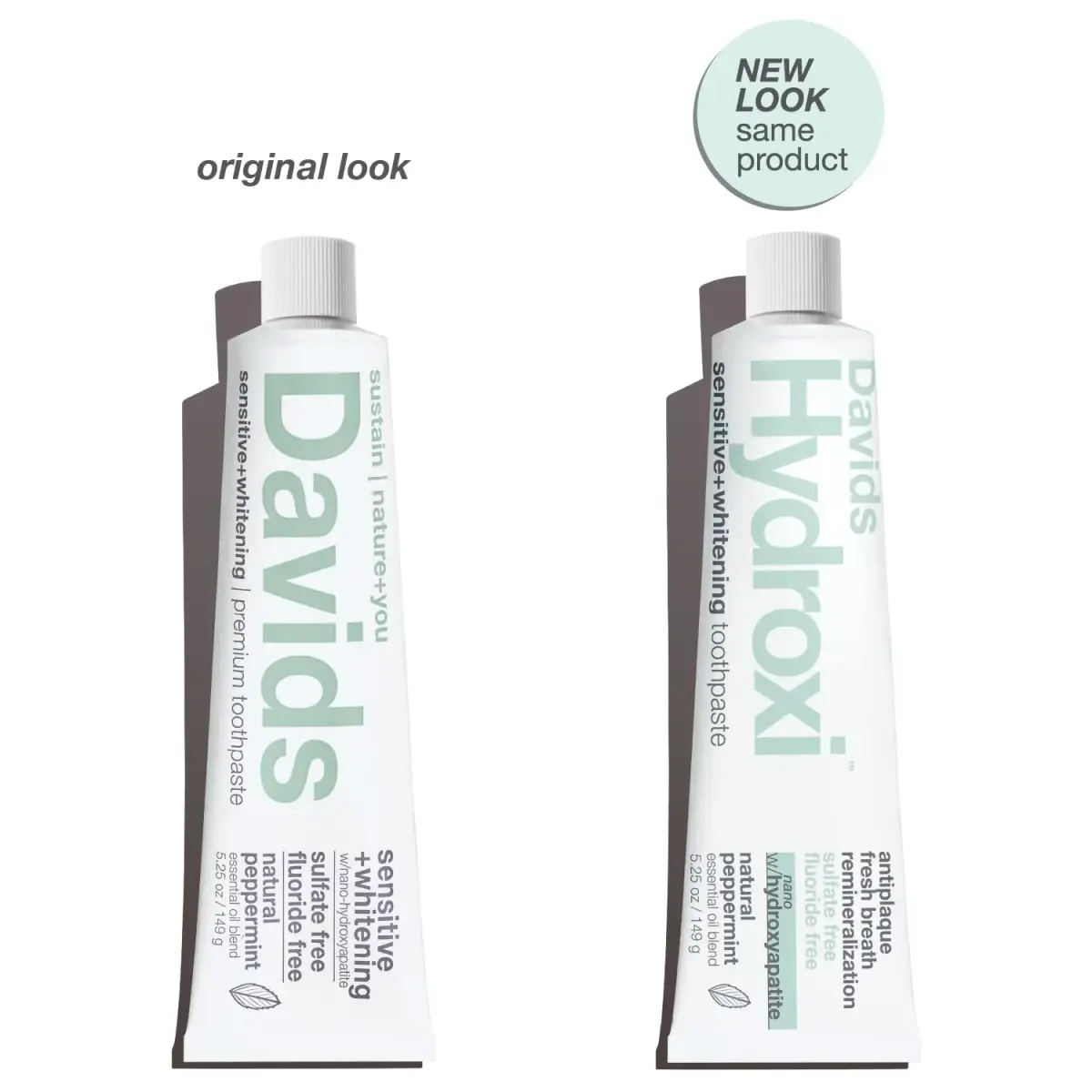 Davids Nano Hydroxyapatite Toothpaste Sensitive Whitening Peppermint 5.25oz (149g) | EWG Verified for Enamel Health - view 2