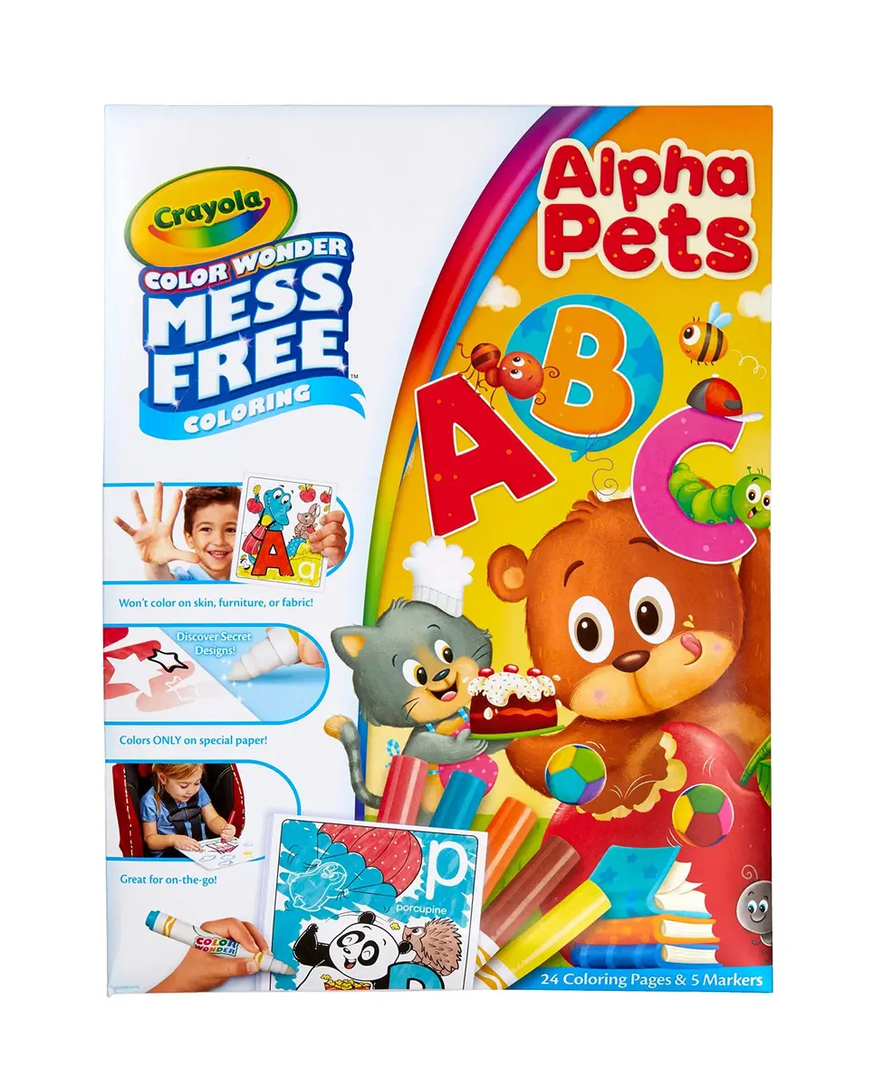 Crayola Color Wonder Alpha Pets Mess Free Coloring Set with 24 Pages & 5 Markers | Toddler Activity for Ages 3+ - main product image
