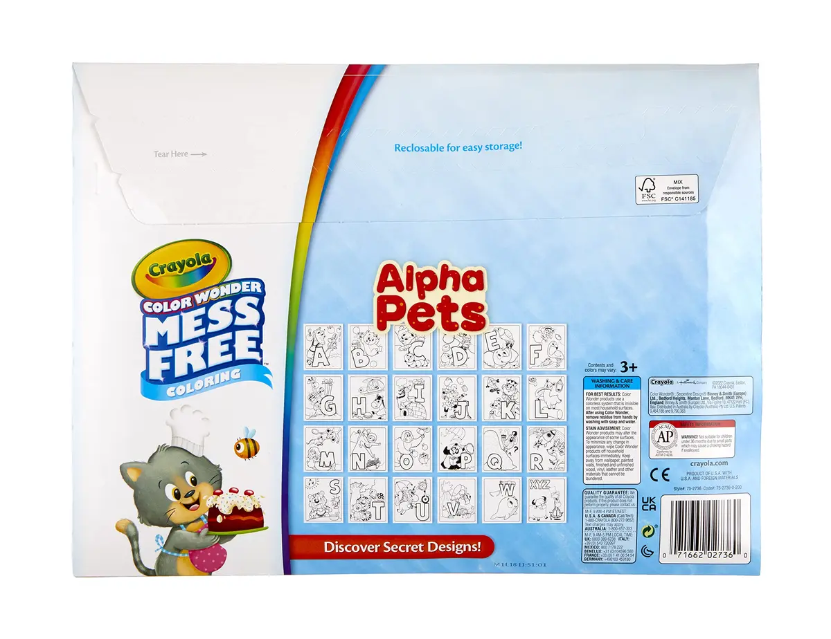 Crayola Color Wonder Alpha Pets Mess Free Coloring Set with 24 Pages & 5 Markers | Toddler Activity for Ages 3+ - view 7