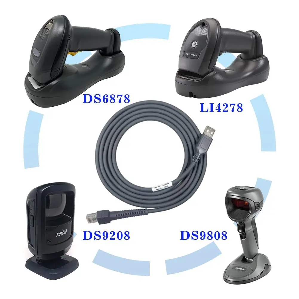 VOTTAN Barcode Scanner USB Cable LS2208/A LI2208 LS4278 STB4278 LI4278 USB to RJ45 2m (6.56ft) | Compatible with Symbol Zebra Scanners - view 6