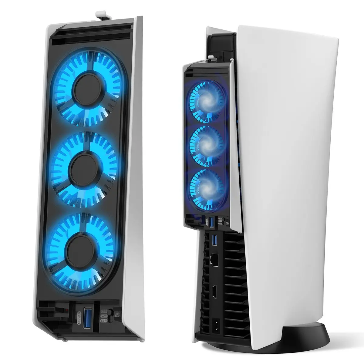 JUSPRO PS5 Cooling Fan with LED Light | Quiet 3-Fan Cooler for PS5 Digital/Disc Editions - main product image