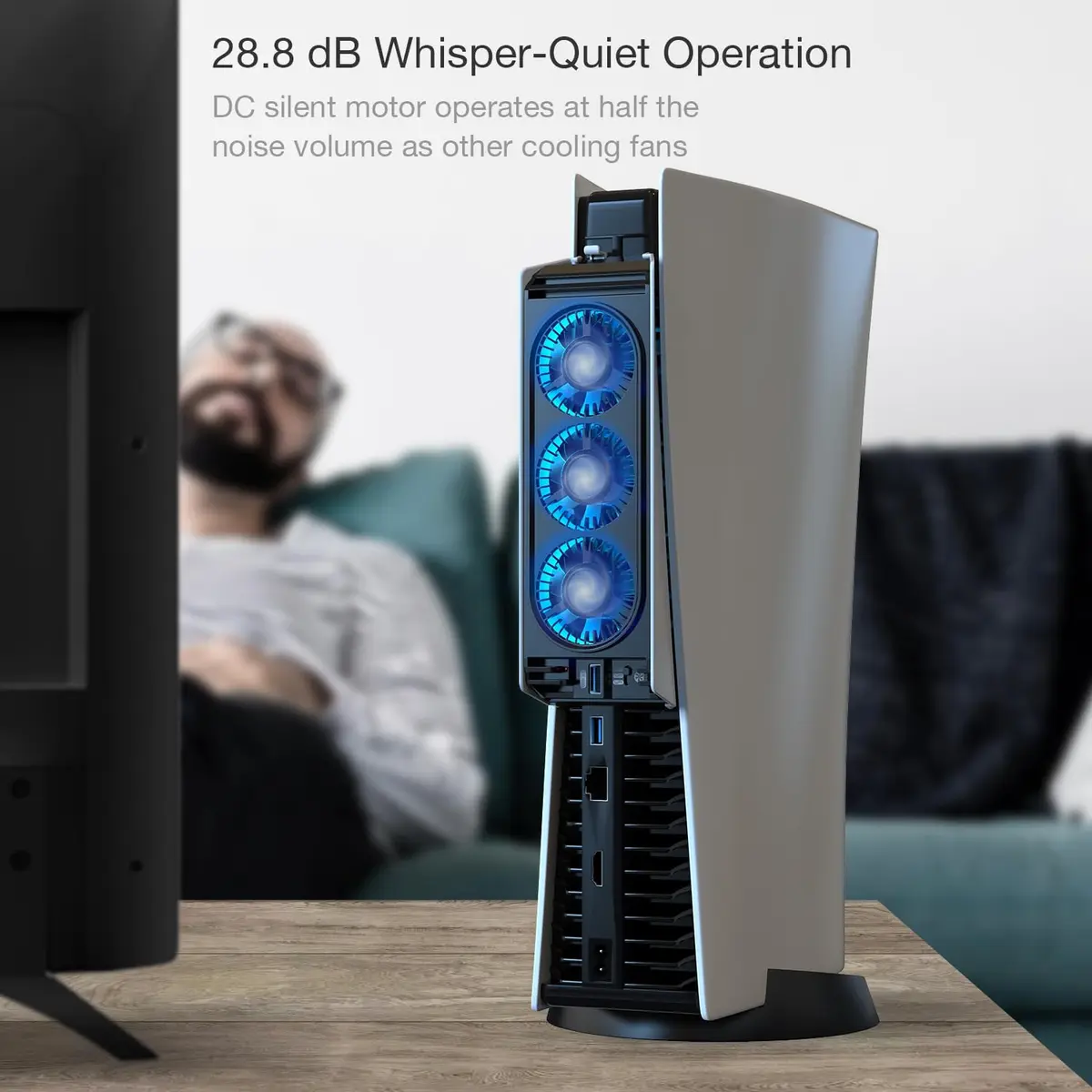 JUSPRO PS5 Cooling Fan with LED Light | Quiet 3-Fan Cooler for PS5 Digital/Disc Editions - view 8