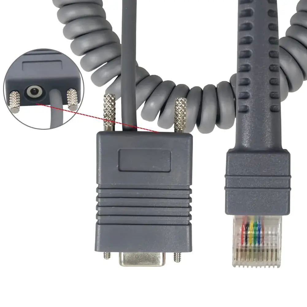 VOTTAN RS232 Serial Cable 5m (16.4ft) Coiled | Connects Symbol Zebra Scanners to POS Systems - view 2