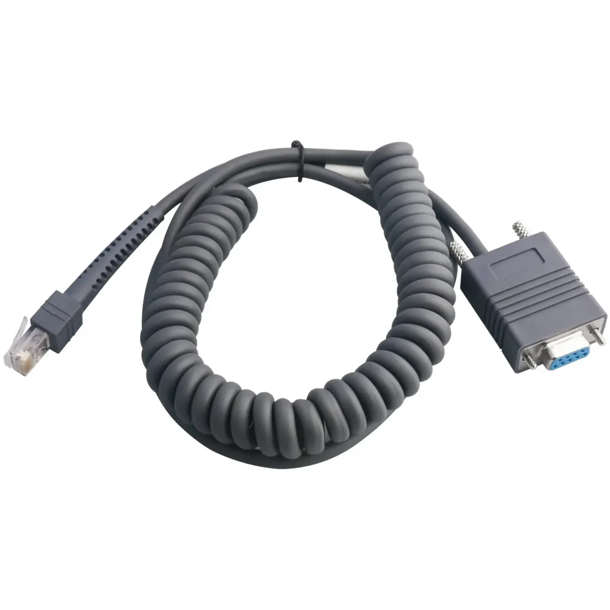 VOTTAN RS232 Serial Cable 3m (9.84ft) Coiled for Symbol Zebra Scanners | Connects to DB9 Female Port - main product image