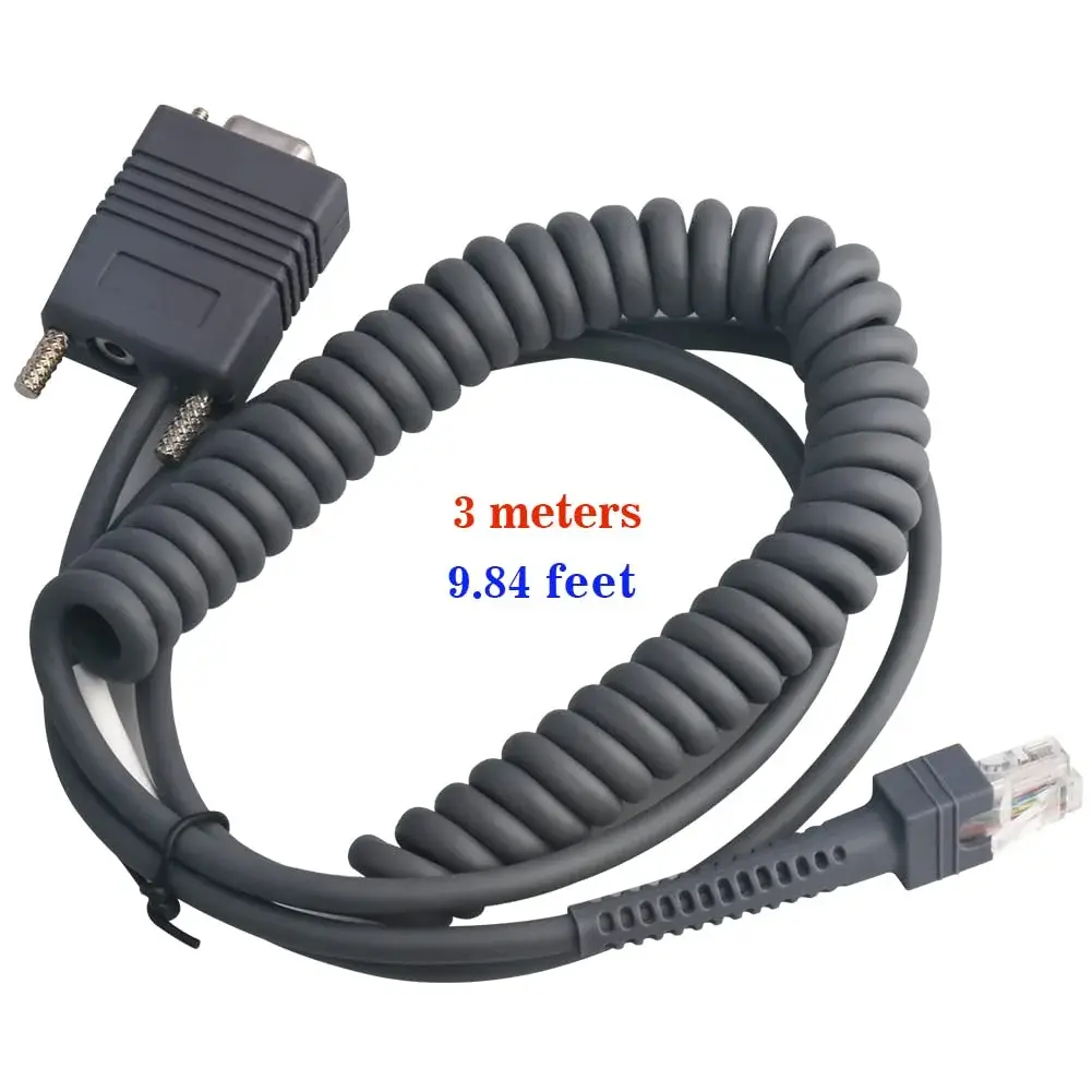 VOTTAN RS232 Serial Cable 3m (9.84ft) Coiled for Symbol Zebra Scanners | Connects to DB9 Female Port - view 5