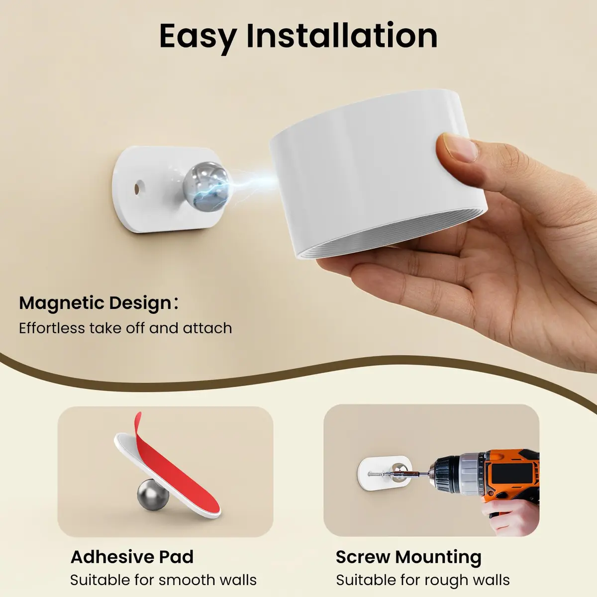 Koopala LED Wall Sconces 94x80x45mm | Rechargeable Cordless Magnetic Wall Light - view 6
