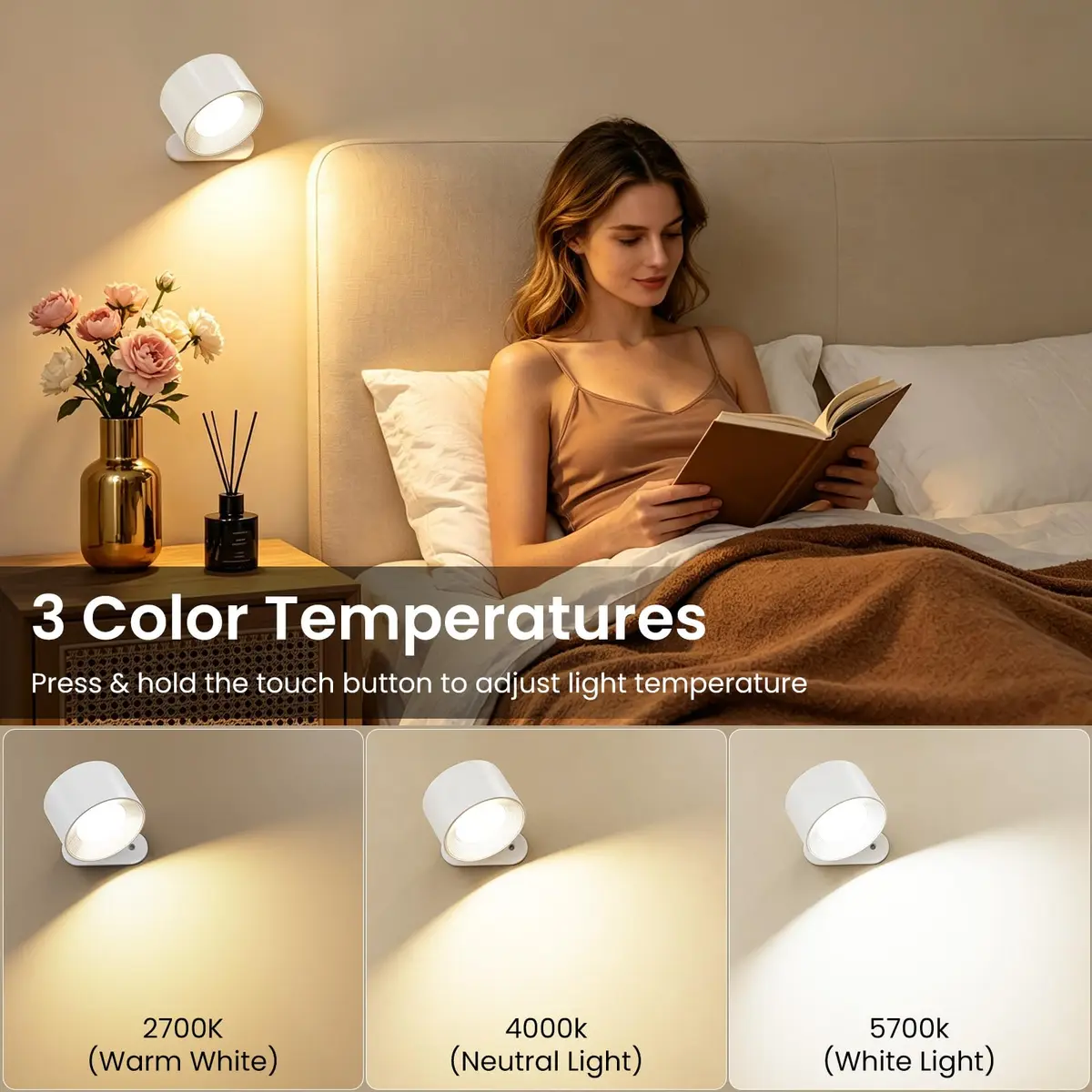 Koopala LED Wall Sconces 94x80x45mm | Rechargeable Cordless Magnetic Wall Light - view 2