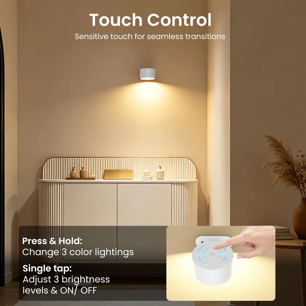 Koopala LED Wall Sconces 94x80x45mm | Rechargeable Cordless Magnetic Wall Light - view 4