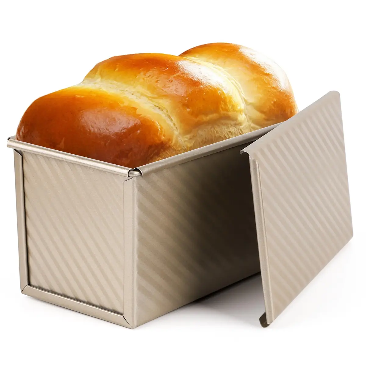 Beasea Pullman Loaf Pan With Lid, Non-Stick Carbon Steel, 1 lb | Corrugated Bread Mold for Baking in India - main product image