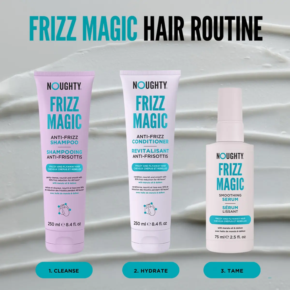Noughty Frizz Magic Anti-Frizz Shampoo 250ml | Smooth & Shine with Marula Oil - view 5