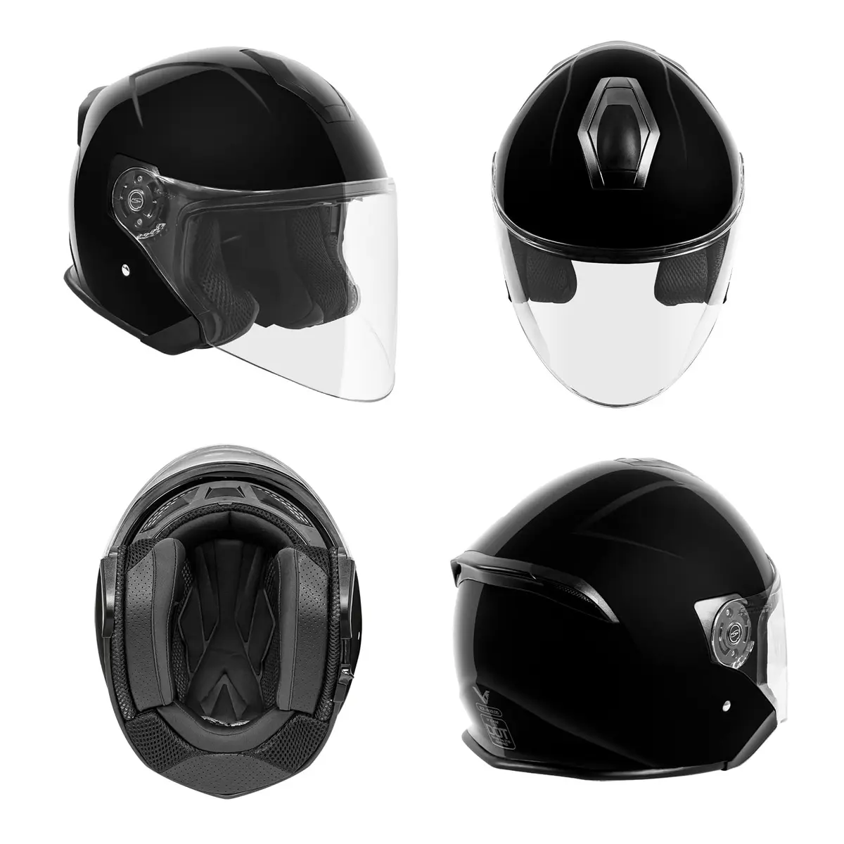 VCAN V88 Motorcycle Helmet Medium Gloss Black | DOT & ECE Certified for Safety - view 2