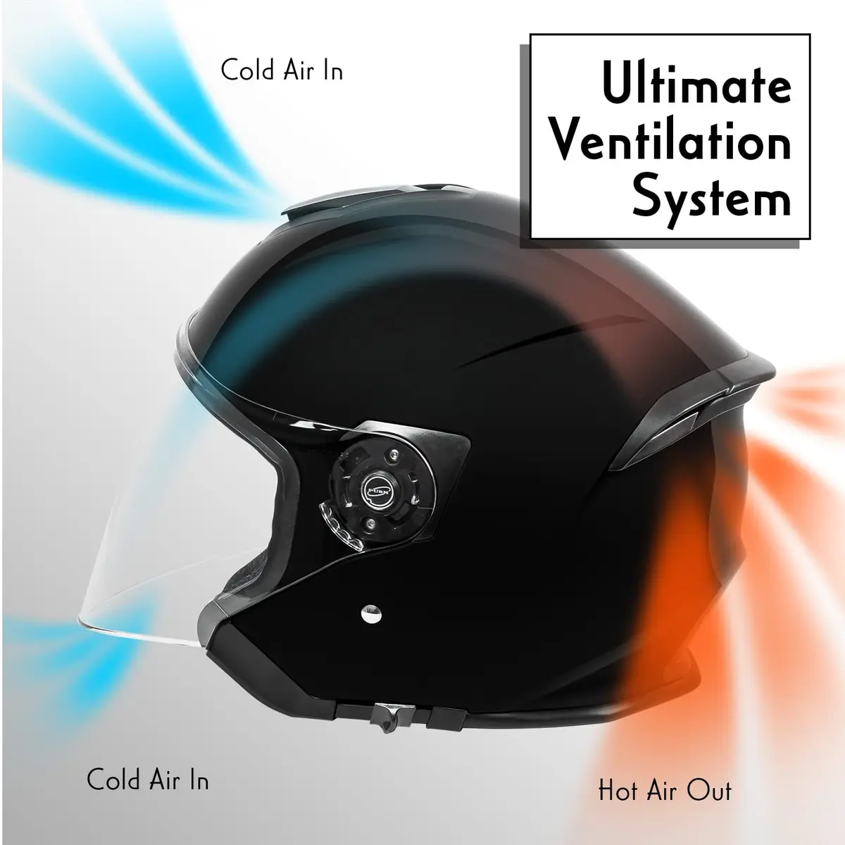 VCAN V88 Motorcycle Helmet Medium Gloss Black | DOT & ECE Certified for Safety - view 3
