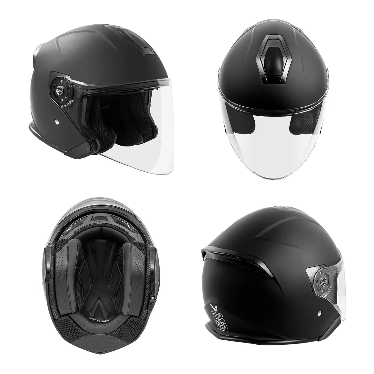 VCAN V88 3/4 Open Face Motorcycle Scooter Helmet | ECE & DOT Certified, Thermoplastic Shell, Sun Visor - view 2