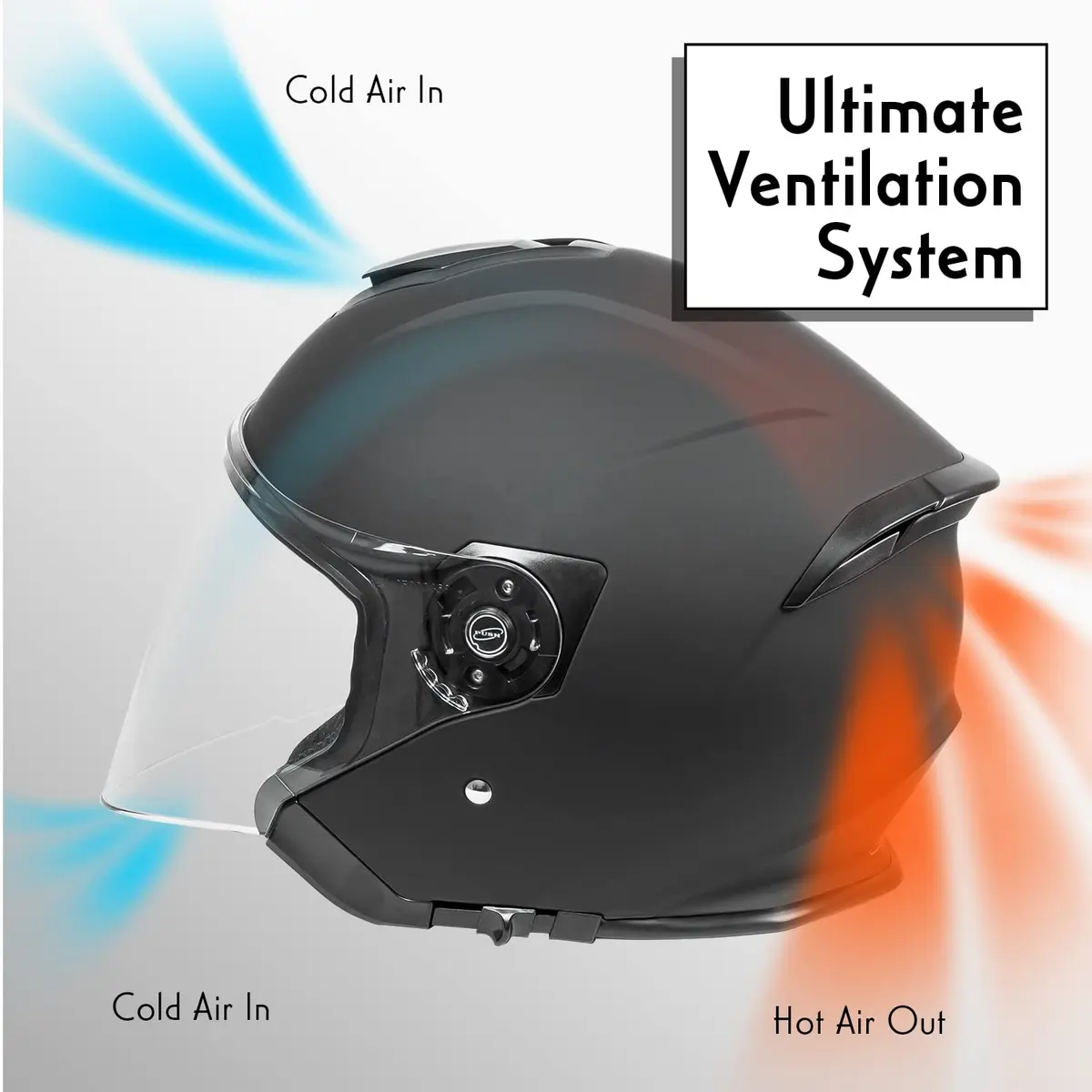 VCAN V88 3/4 Open Face Motorcycle Scooter Helmet | ECE & DOT Certified, Thermoplastic Shell, Sun Visor - view 3