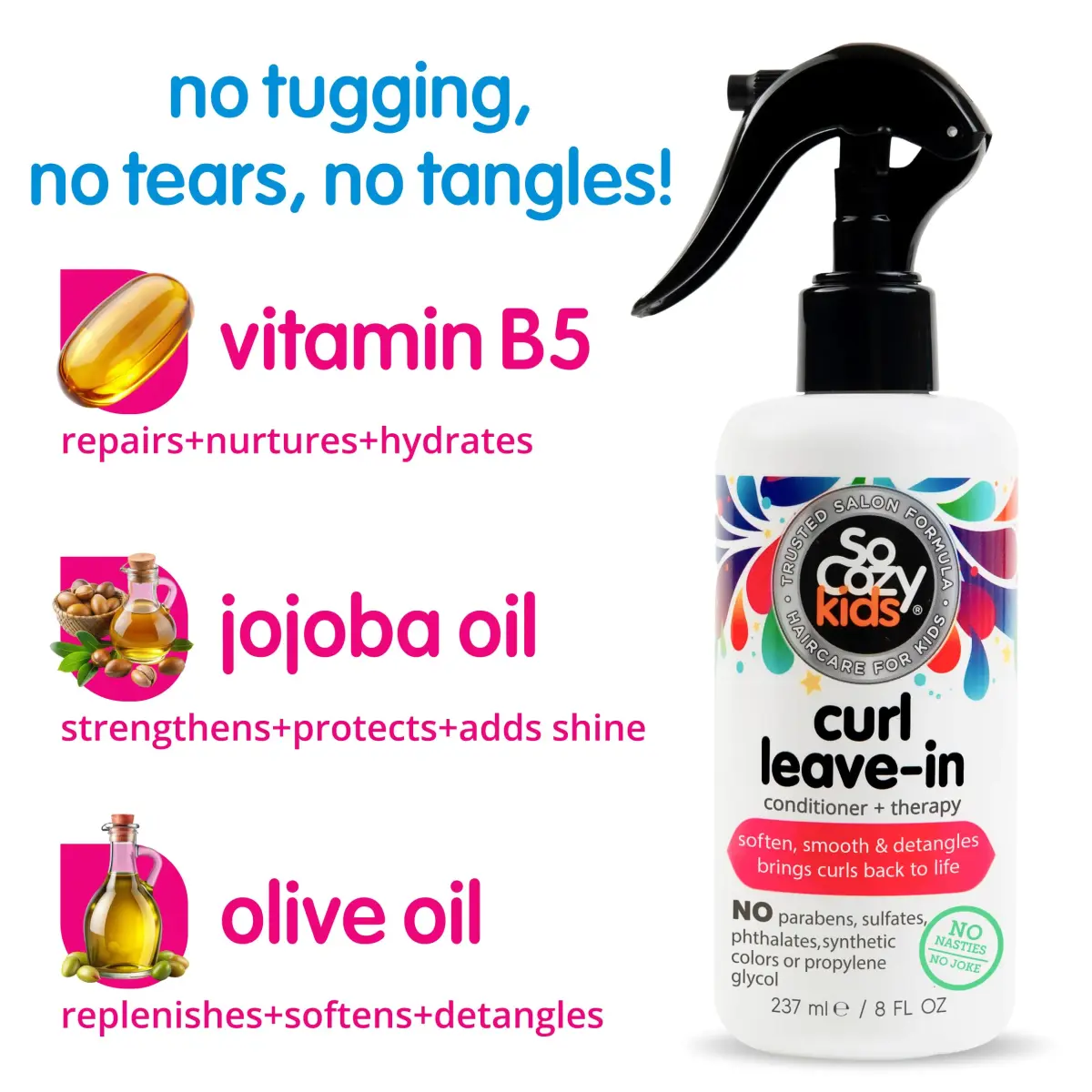 SO COZY Kids Curl Leave In Conditioner + Therapy Spray 473ml (16 Fl Oz) 2-Pack | Gentle Detangler for Curly Hair - view 3