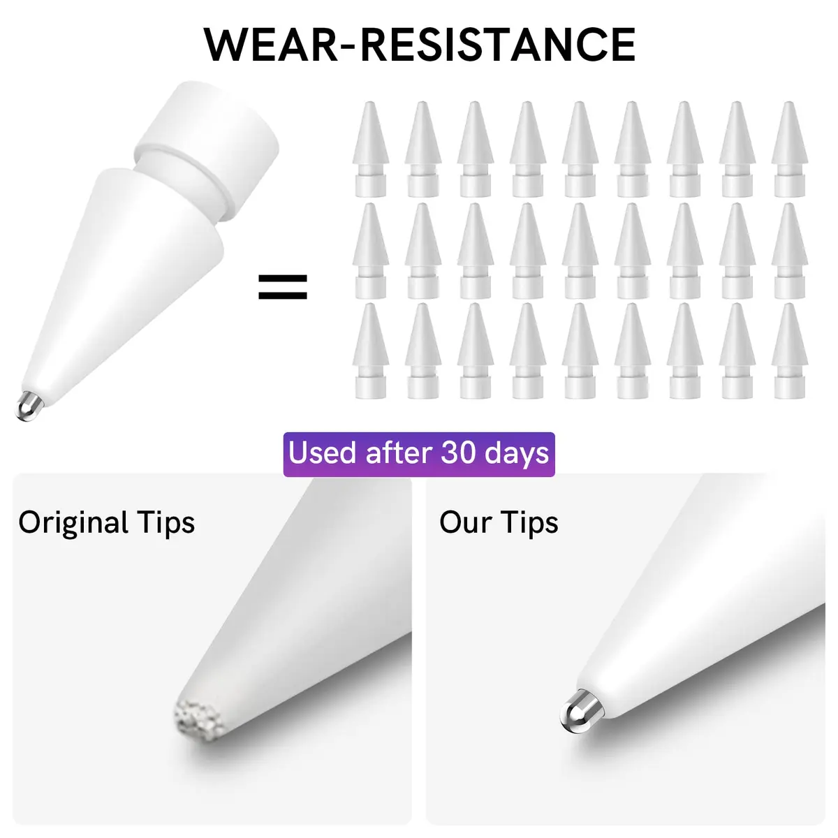 Delidigi Replacement Tips for Apple Pencil Pro/2nd/1st/USB-C | Wear-Resistant Metal Tips for Precise Control (70-120 chars) - view 4