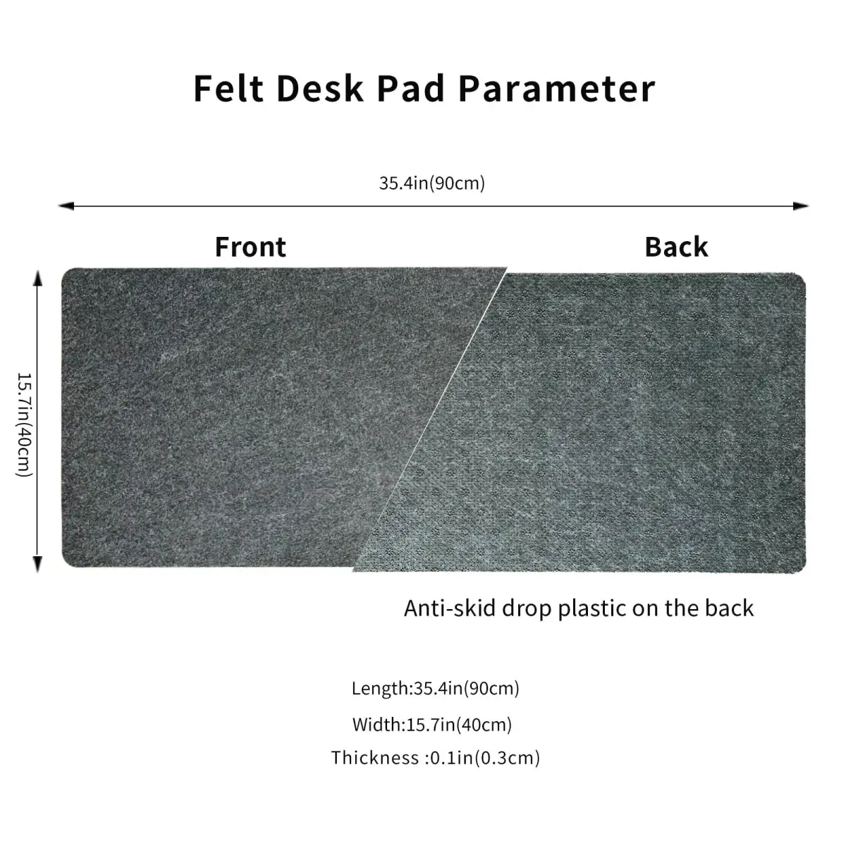DAWNTREES Non-Slip Felt Desk Mat, 90cm x 40cm (36" x 16") | Protects Desks from Scratches & Spills - view 3