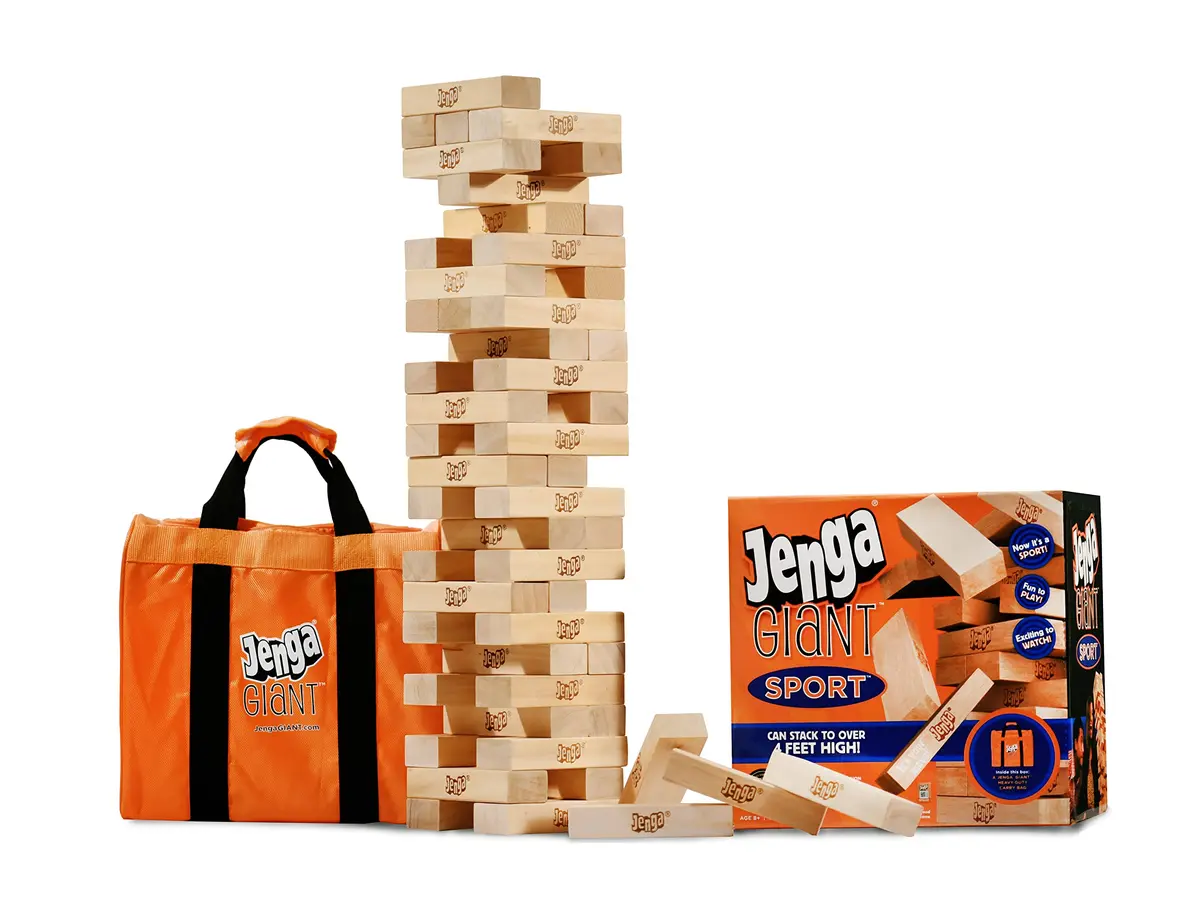 Jenga Giant Sport, Stacking Game with Tournament Chart & Travel Bag | Giant Wooden Blocks for Kids & Adults - main product image