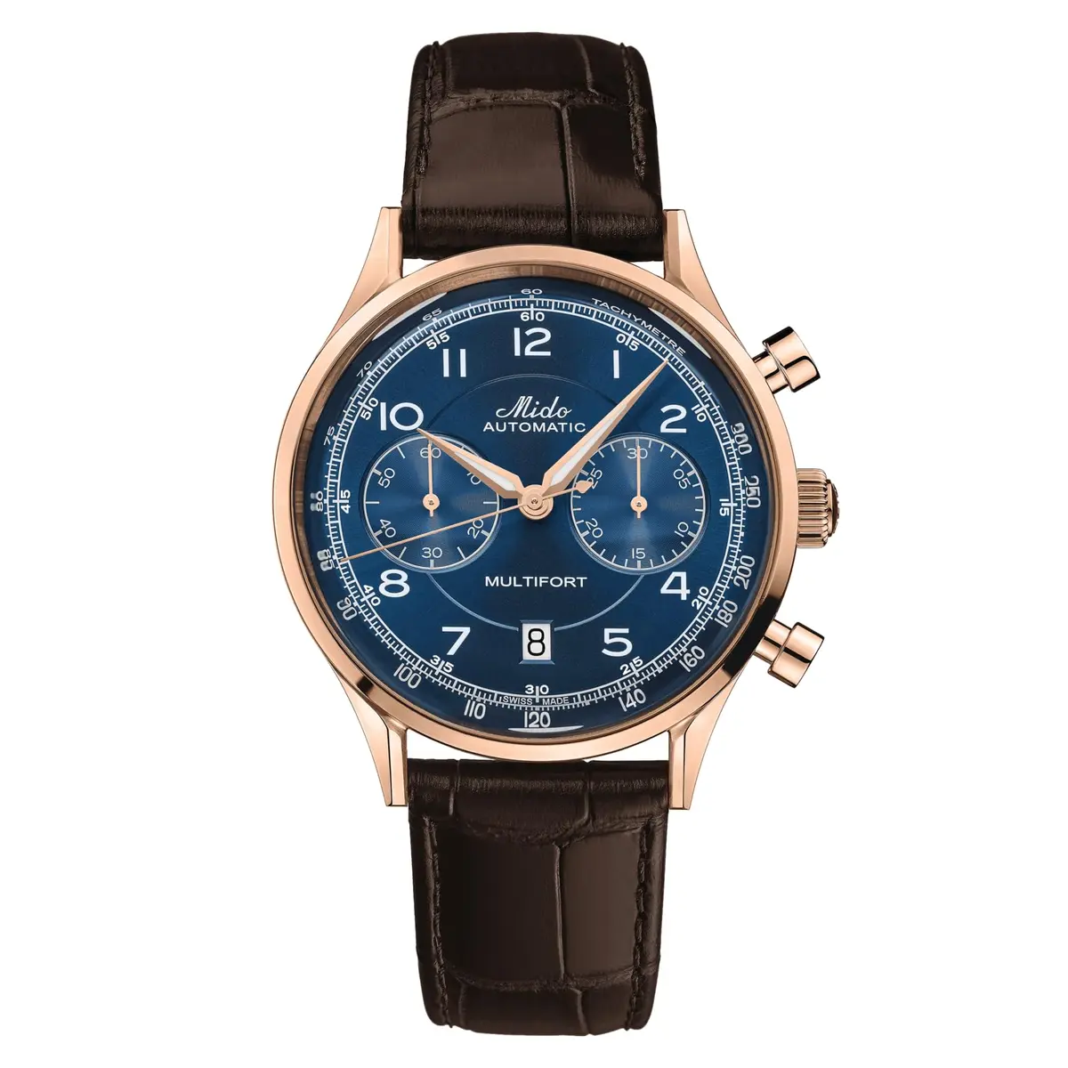 MIDO Multifort Patrimony Chronograph Swiss Automatic Watch for Men | Blue Dial, 42mm Case, Leather Strap - main product image