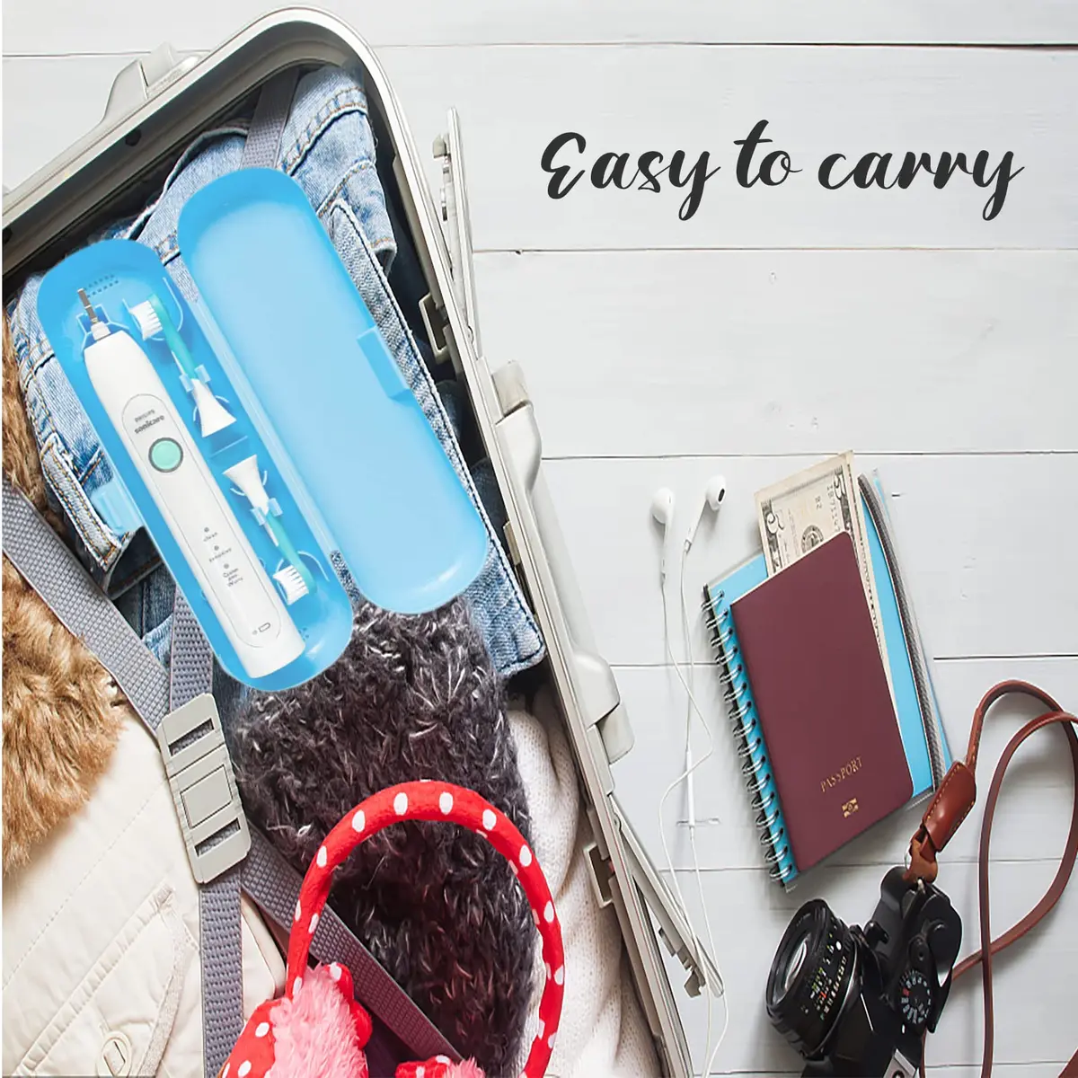 Hovesty 2 Pcs Electric Toothbrush Travel Case, Portable Travel Toothbrush Holder for Electric Toothbrush Set (Blue and Black) | Travel-Friendly & Durable - view 6