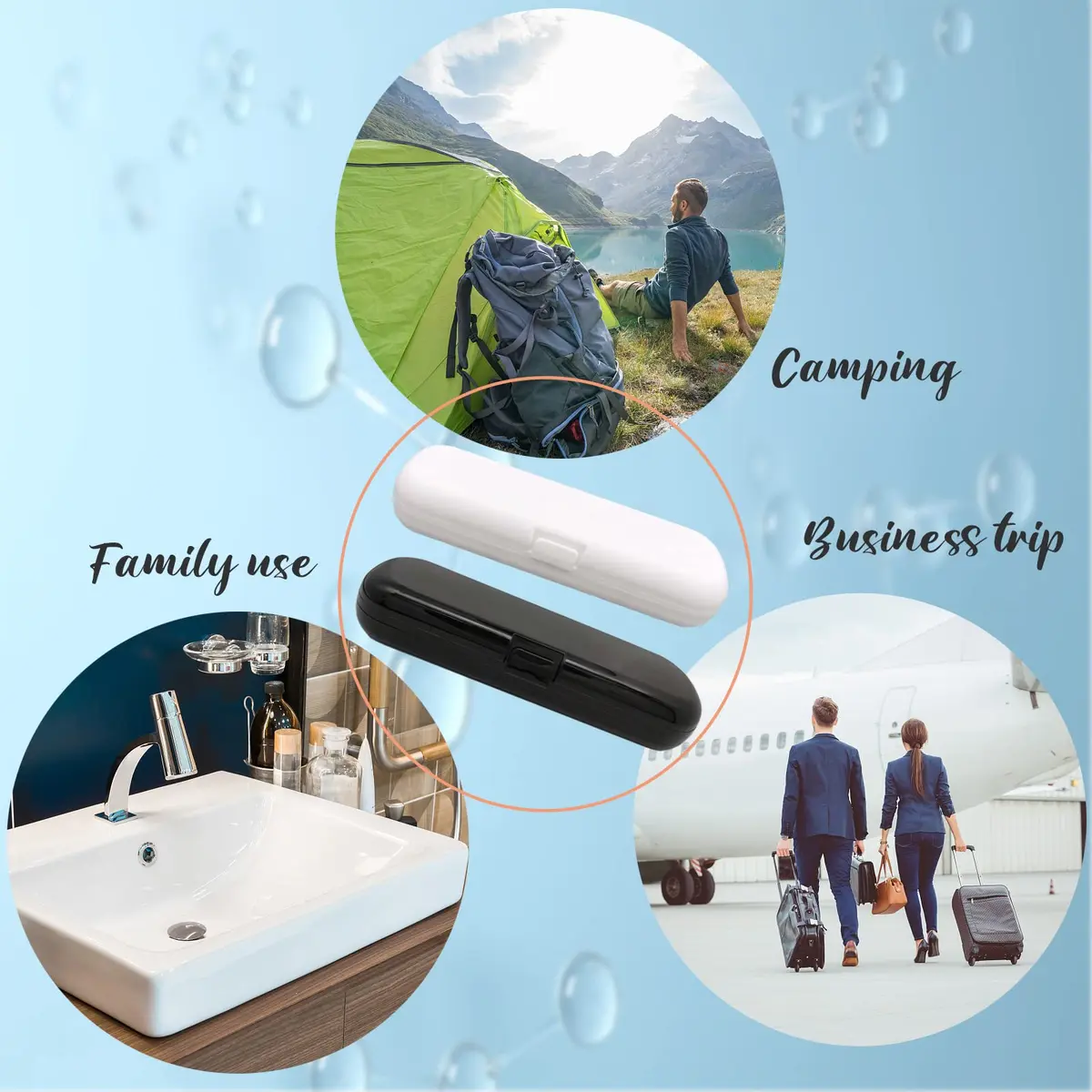 Hovesty 2 Pcs Electric Toothbrush Travel Case, Portable Travel Toothbrush Holder for Electric Toothbrush Set (Blue and Black) | Travel-Friendly & Durable - view 7