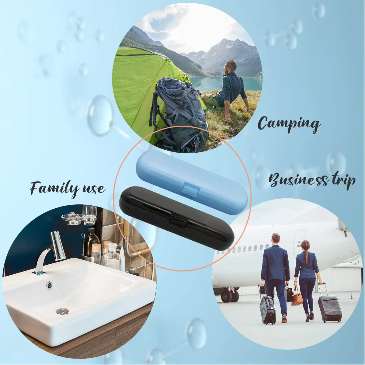 Hovesty 2 Pcs Electric Toothbrush Travel Case | Portable, Waterproof & Durable (8.3 in x 2.8 in) - view 7